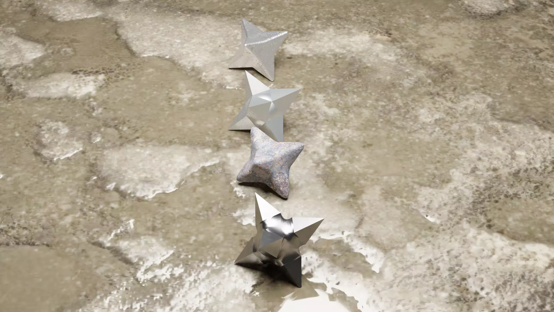 4 PC Caltrop Spikes Low-poly 3D model