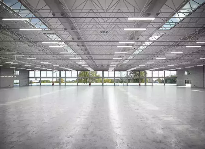 Warehouse empty with windows