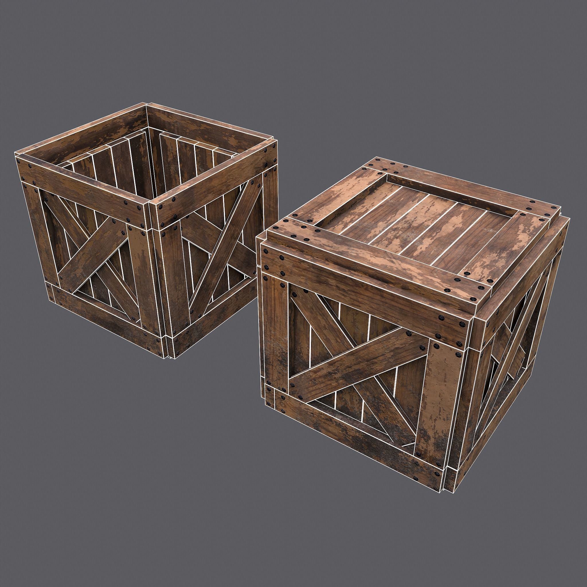 Small Crate Low-poly 3D model_15