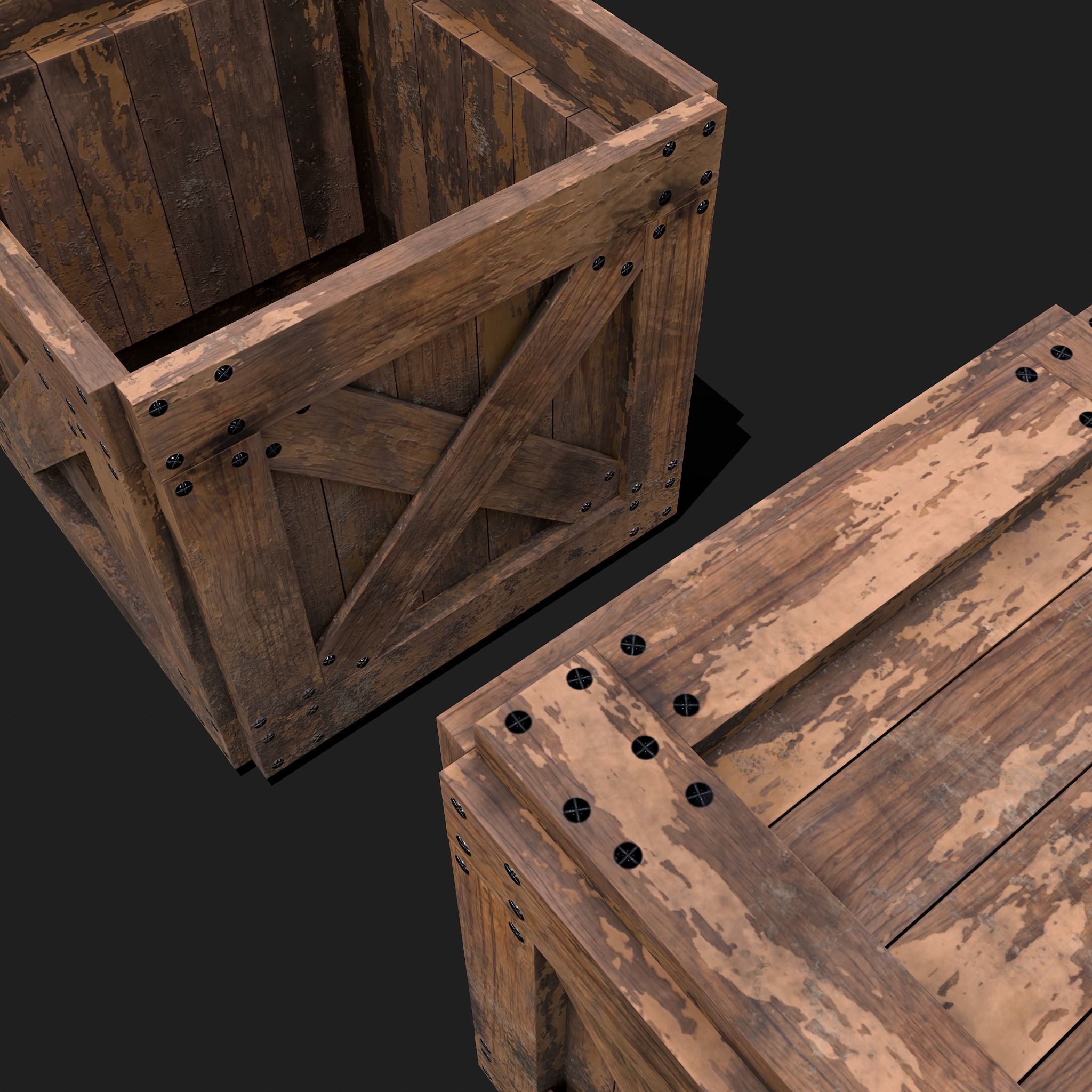 Small Crate Low-poly 3D model_6