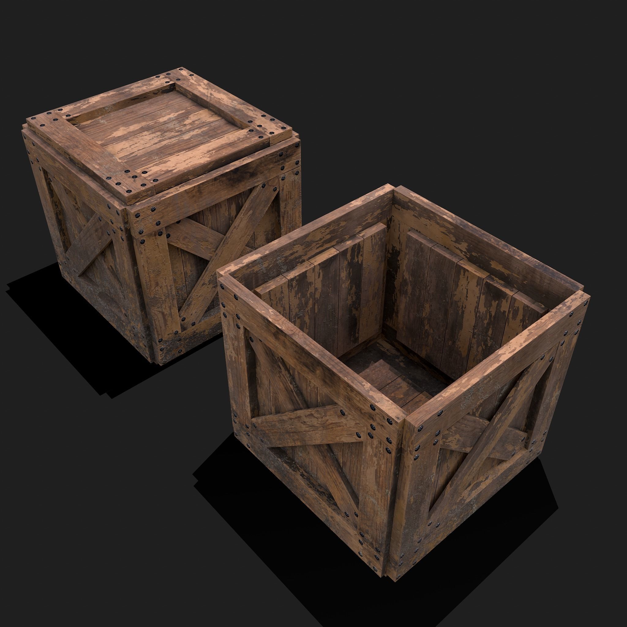 Small Crate Low-poly 3D model_2