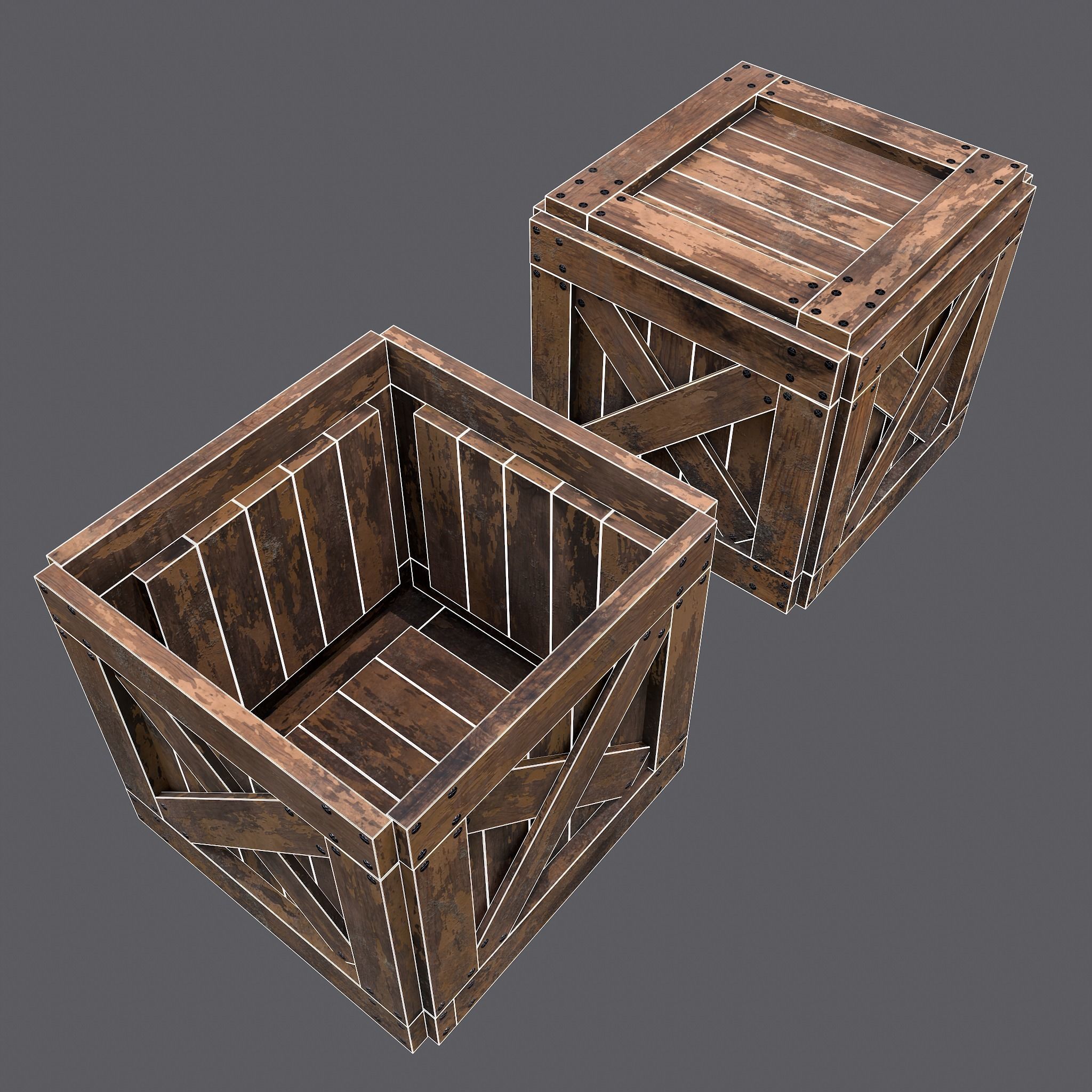 Small Crate Low-poly 3D model_11