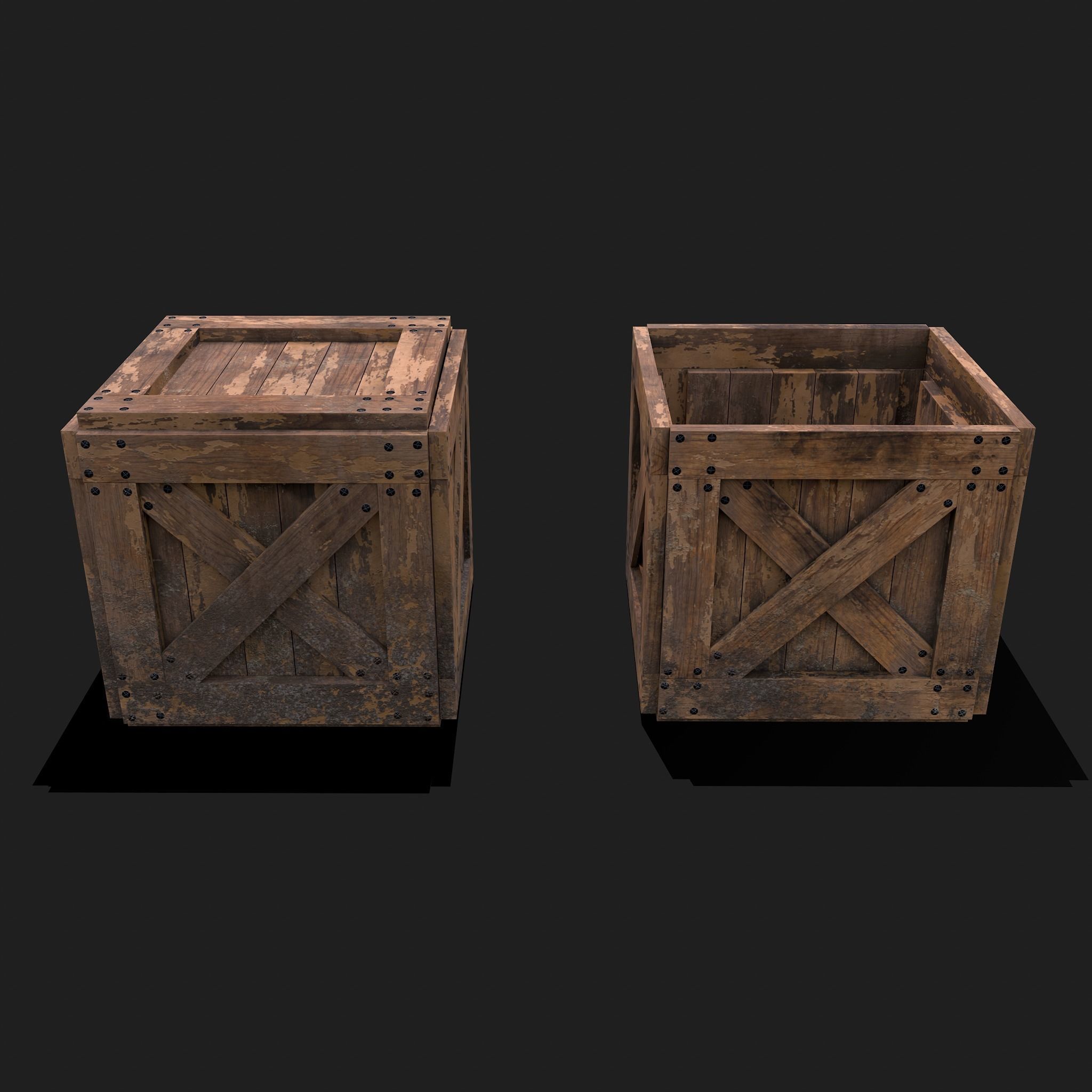 Small Crate Low-poly 3D model_3