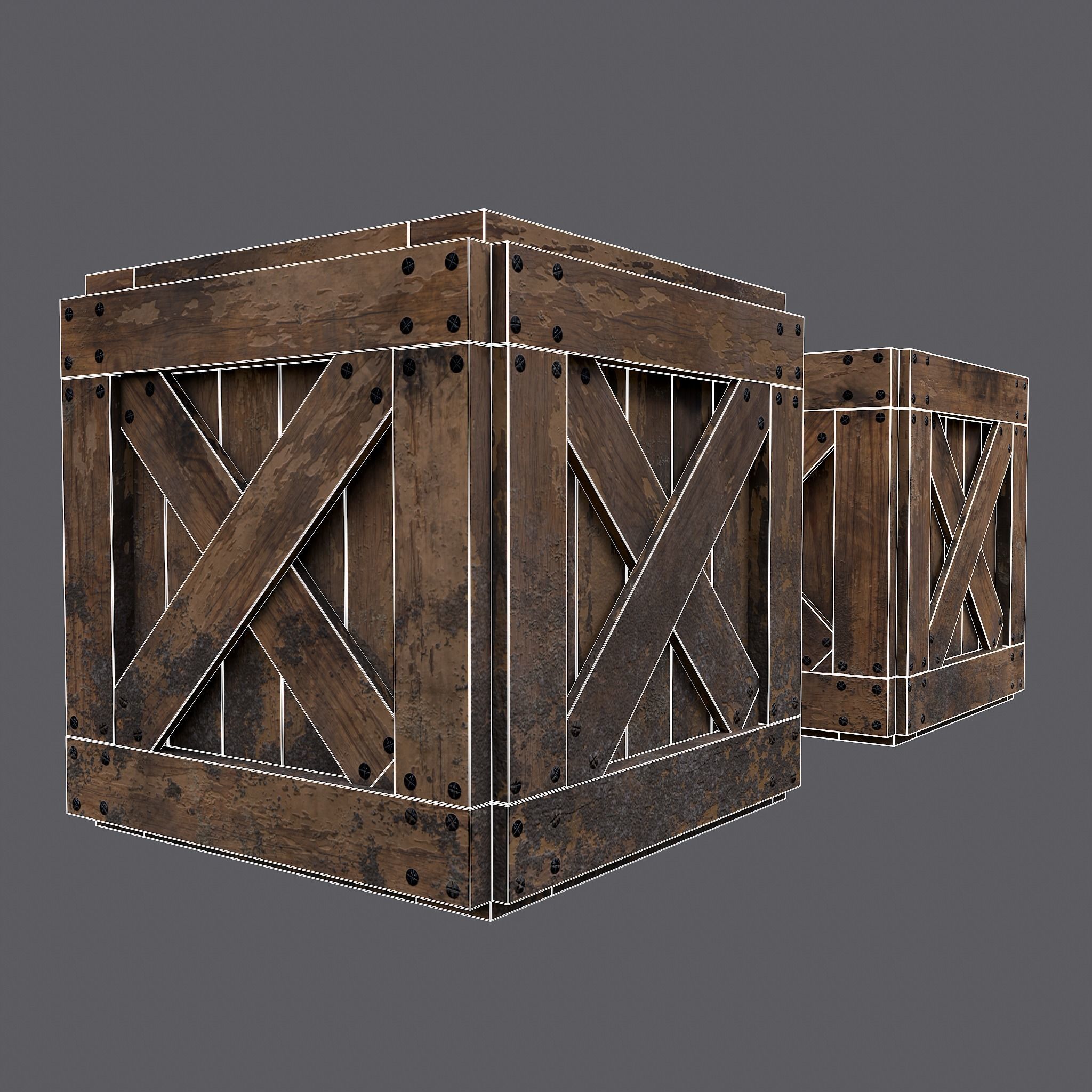 Small Crate Low-poly 3D model_16