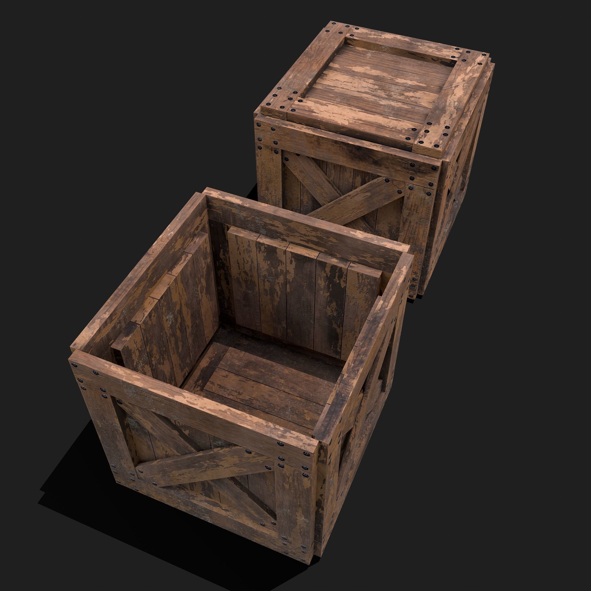 Small Crate Low-poly 3D model_5