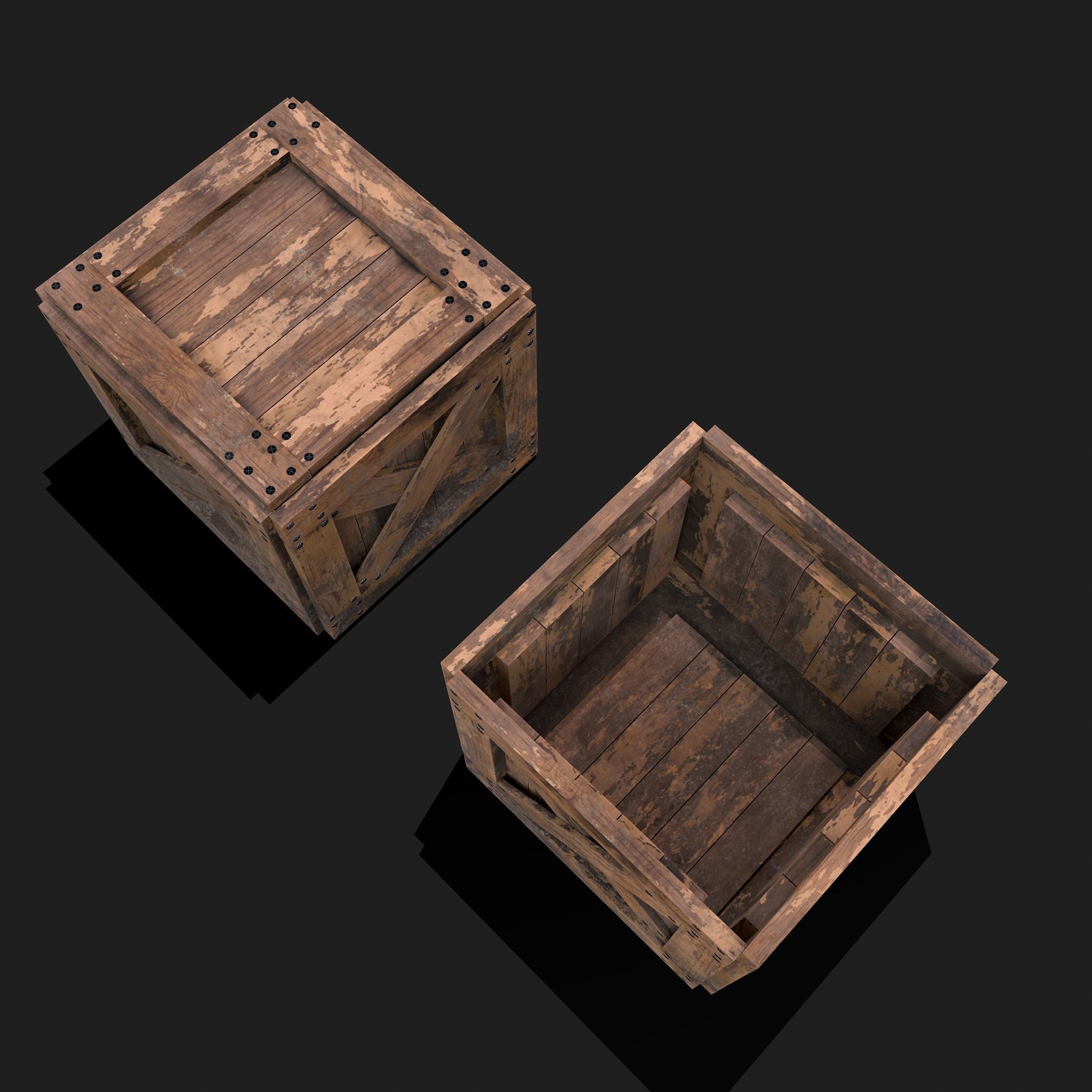 Small Crate Low-poly 3D model_7