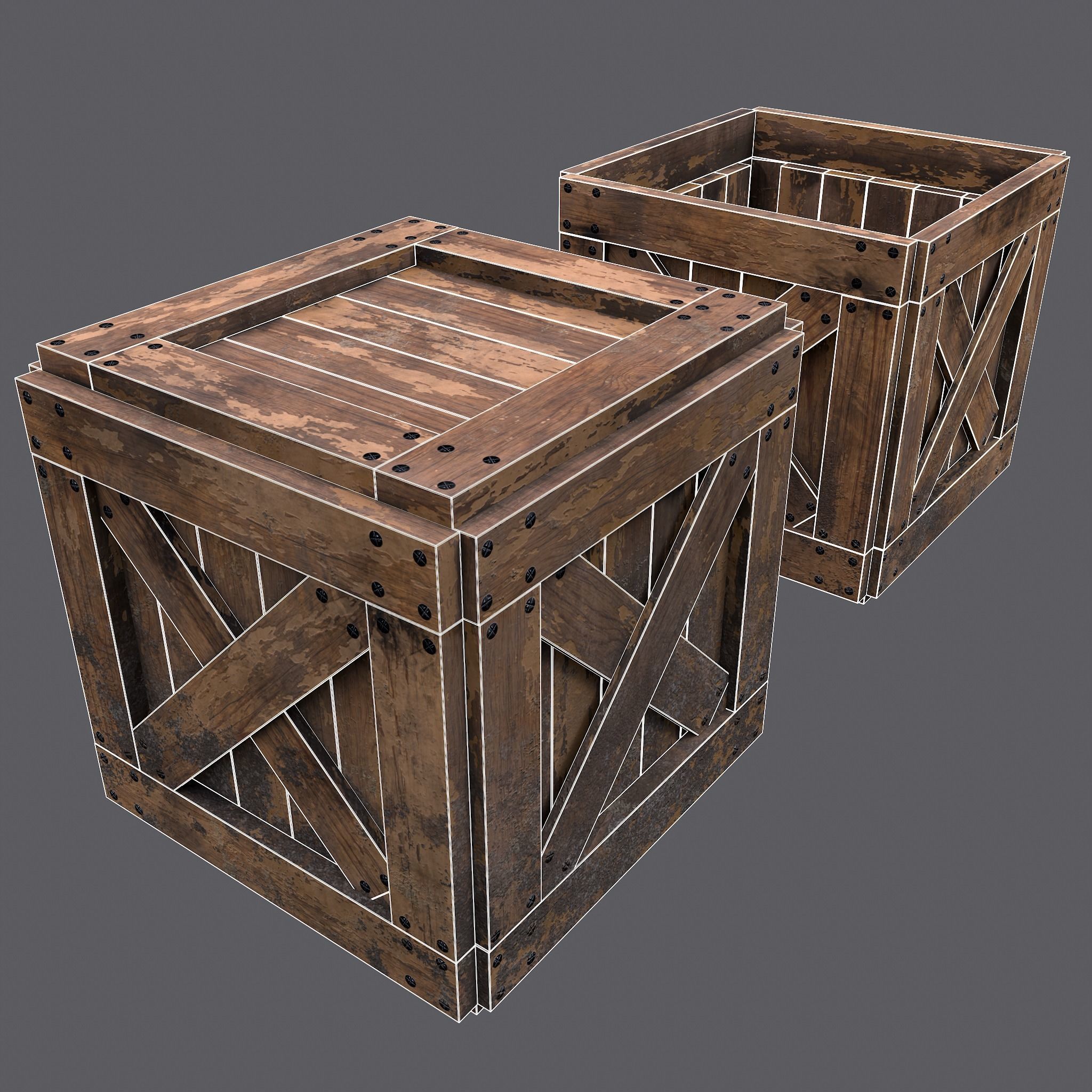 Small Crate Low-poly 3D model_17