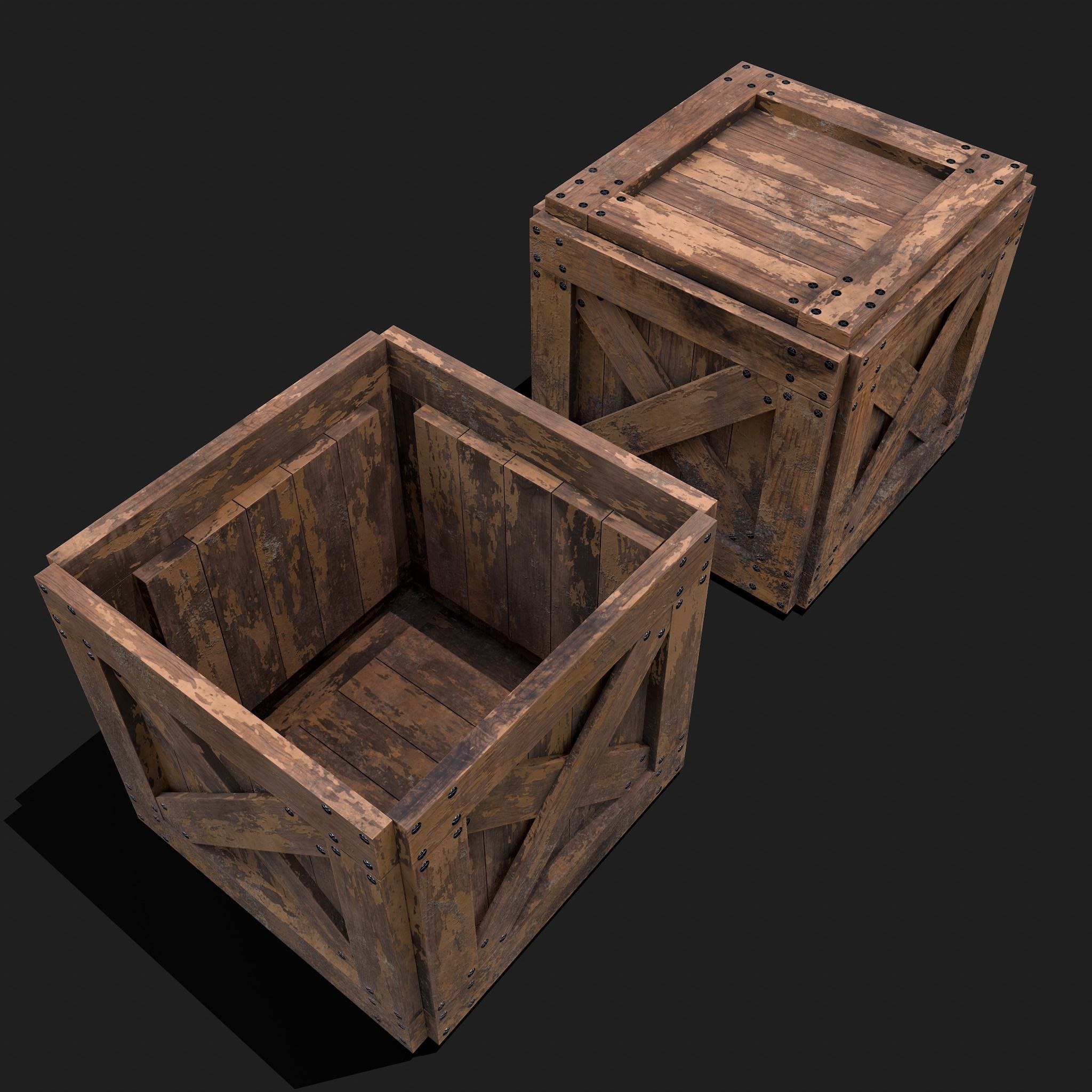 Small Crate Low-poly 3D model_10