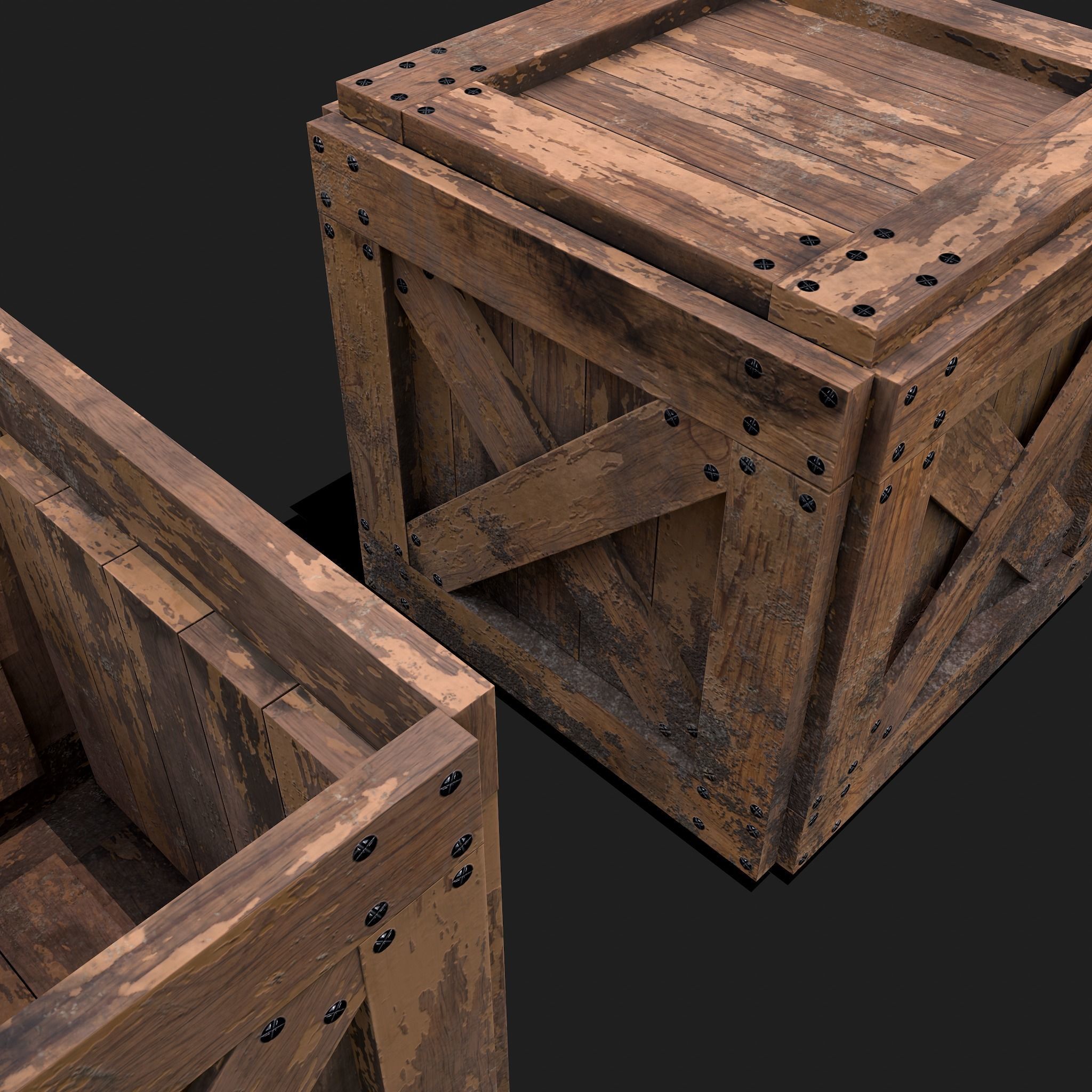 Small Crate Low-poly 3D model_9