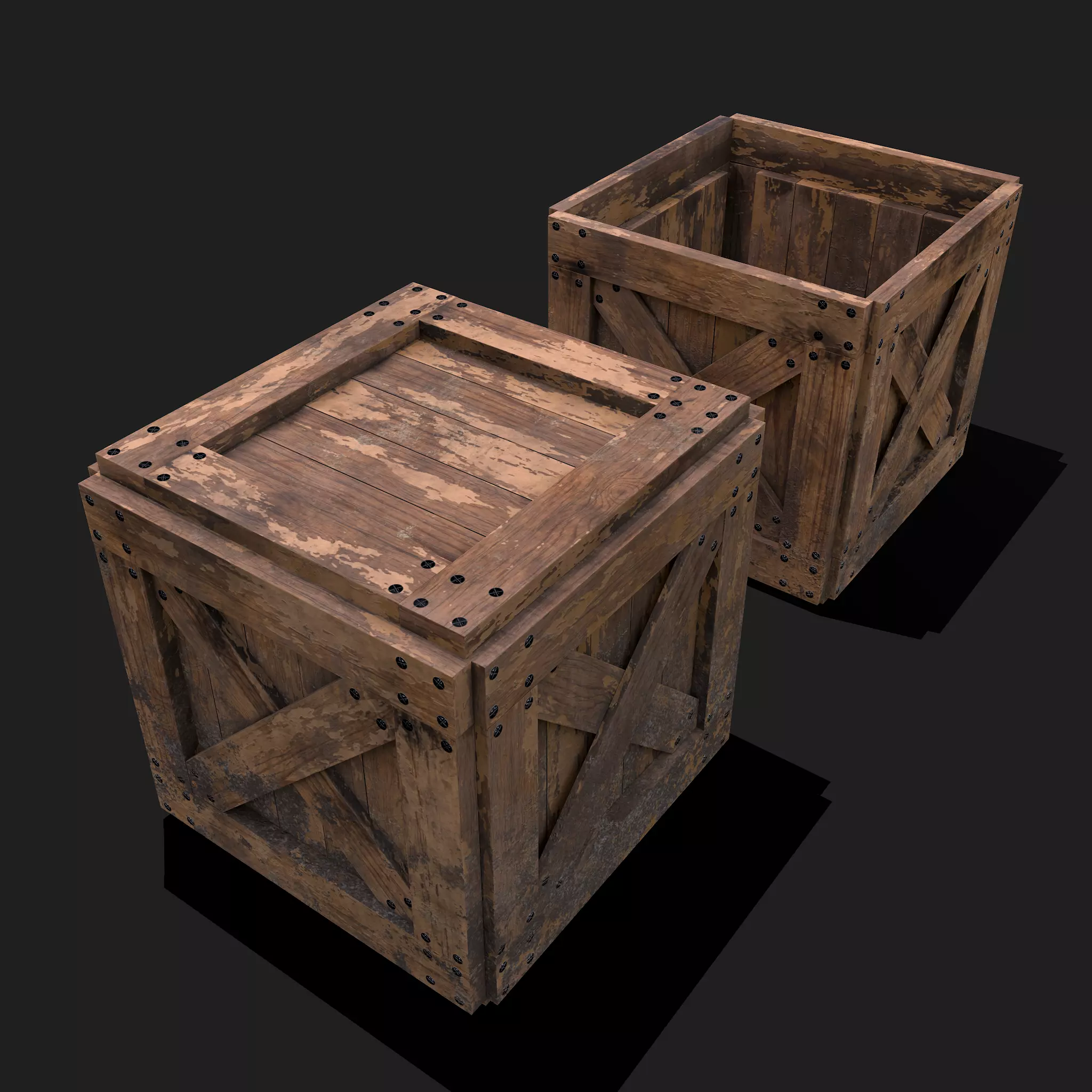 Small Crate Low-poly 3D model_0