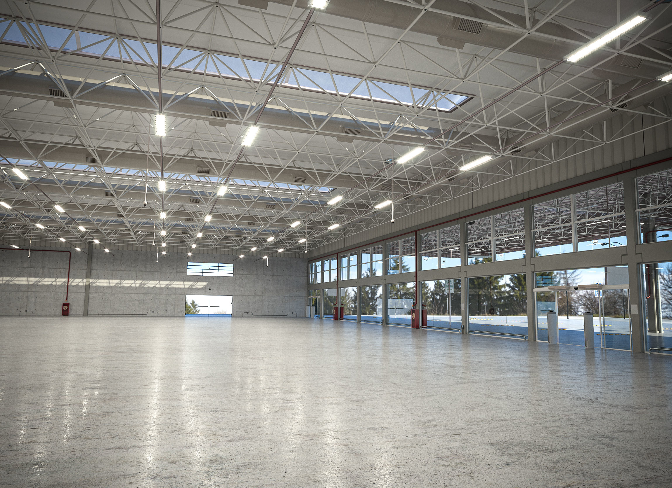 Warehouse industrial with metal roof 3D model_7