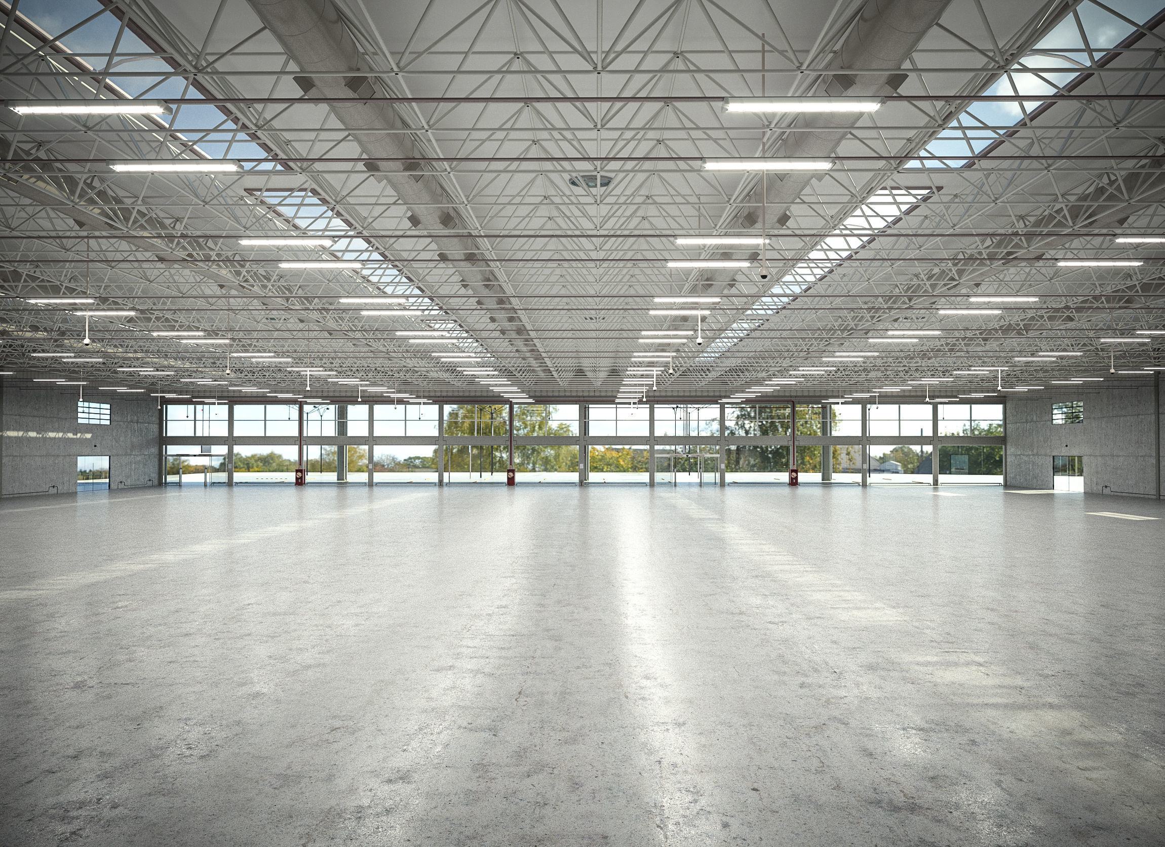 Warehouse industrial with metal roof 3D model_4