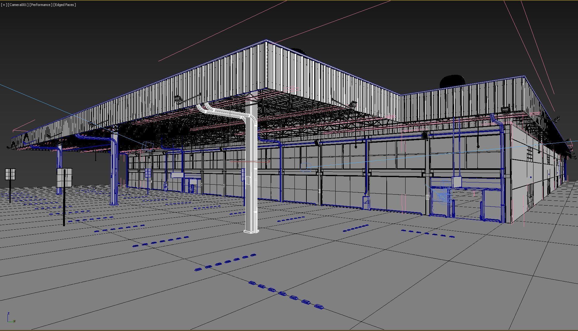 Warehouse industrial with metal roof 3D model_10