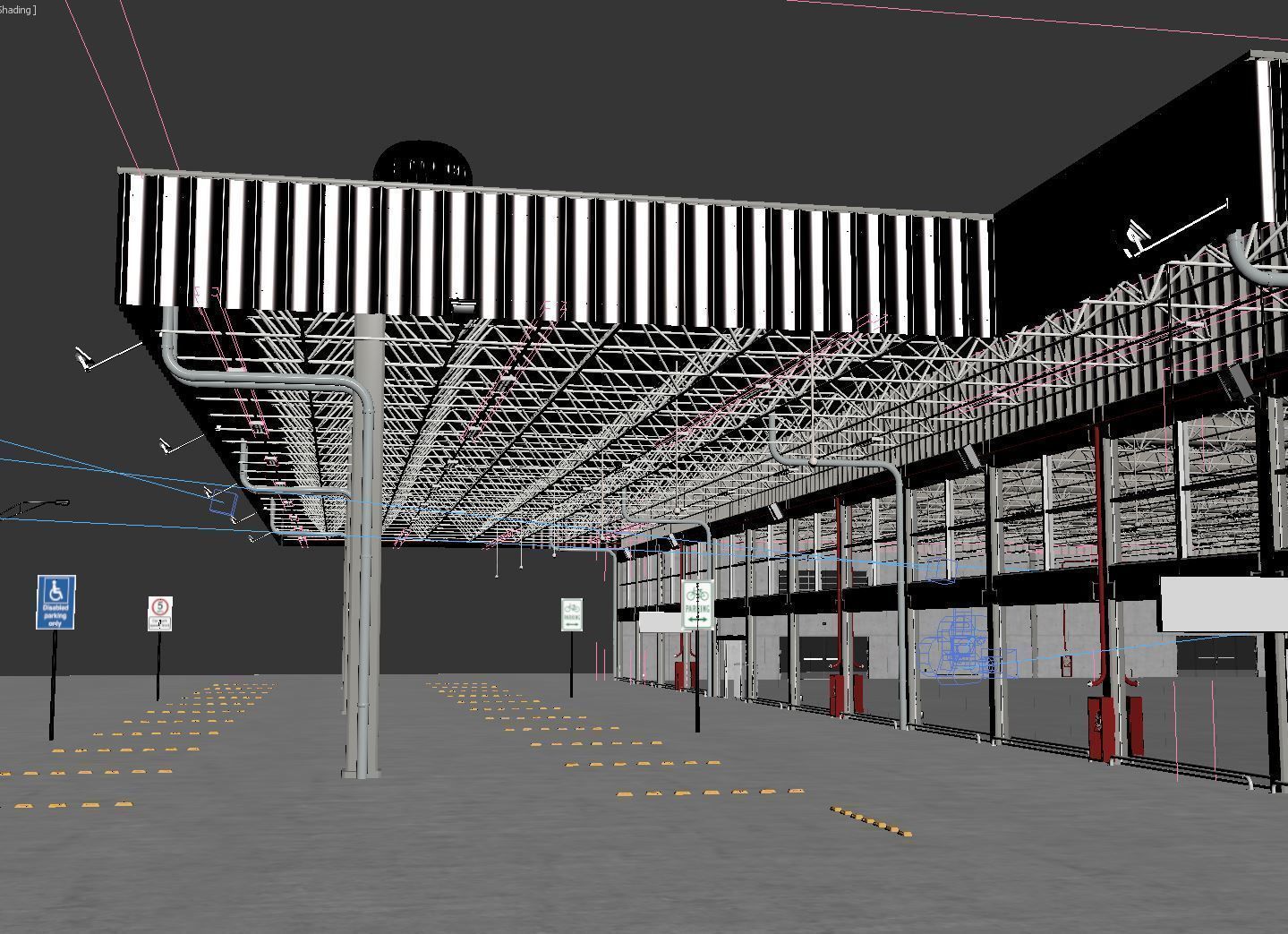 Warehouse industrial with metal roof 3D model_11