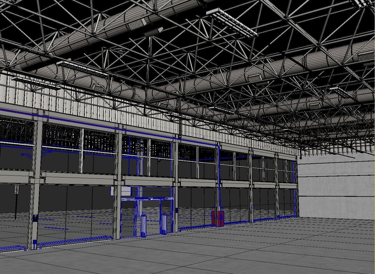 Warehouse industrial with metal roof 3D model_13