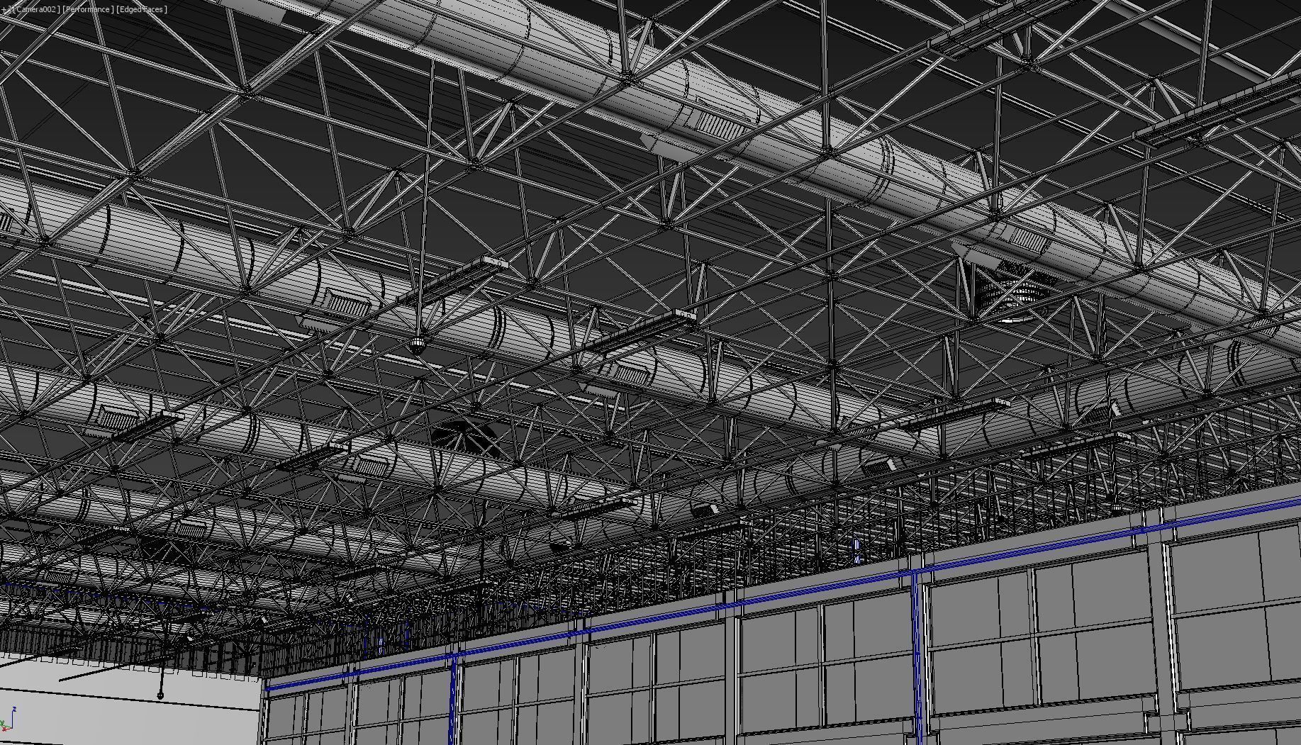 Warehouse industrial with metal roof 3D model_12
