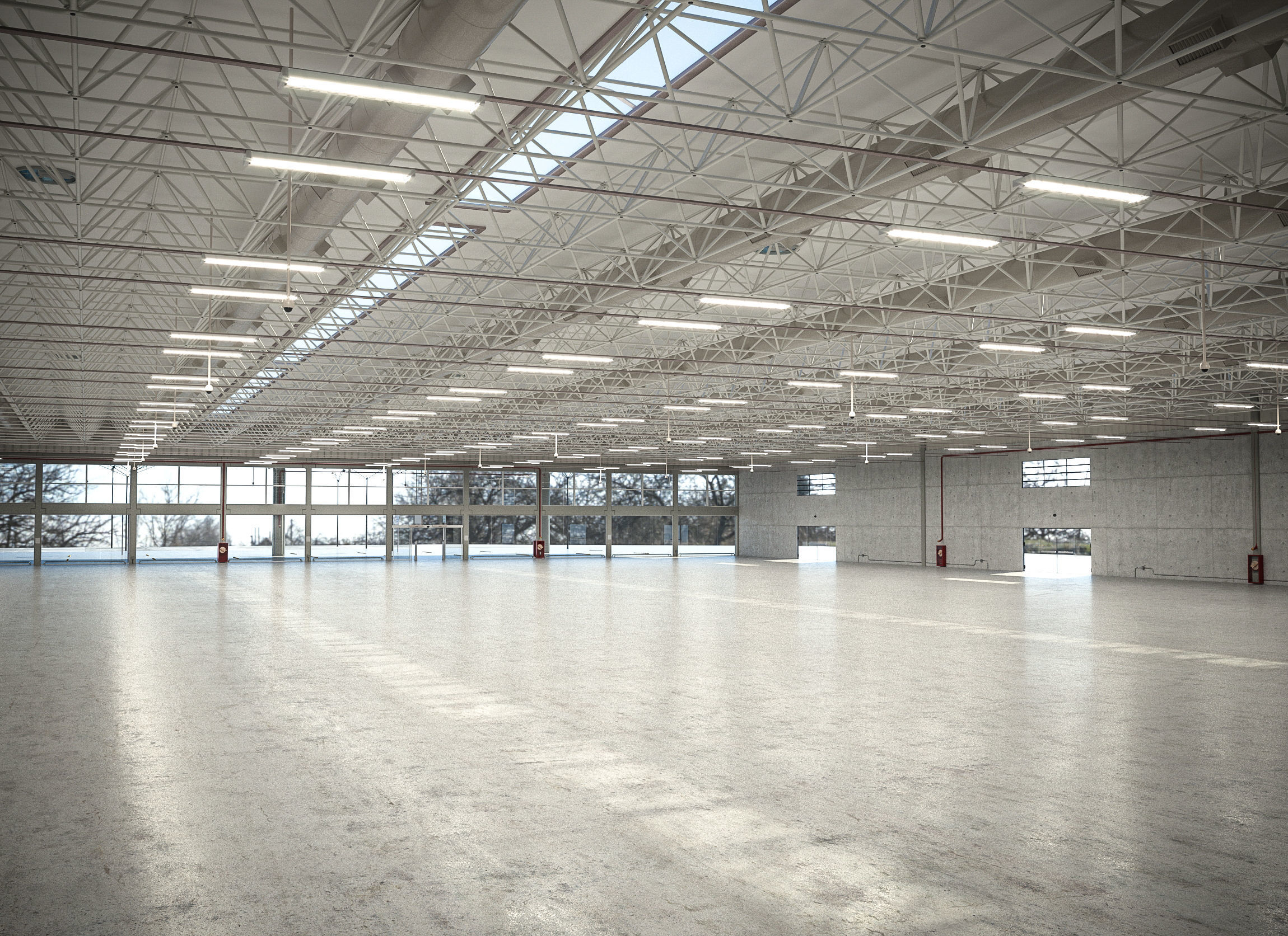 Warehouse industrial with metal roof 3D model_6