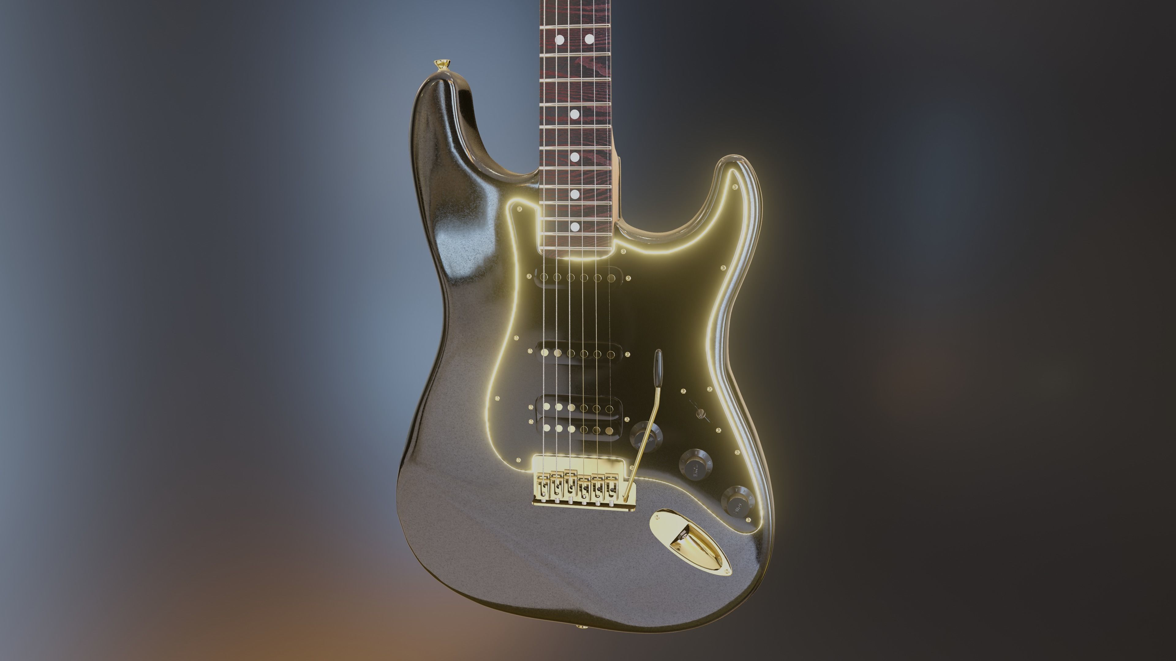 Electric Guitar Stratocaster 3D model_9
