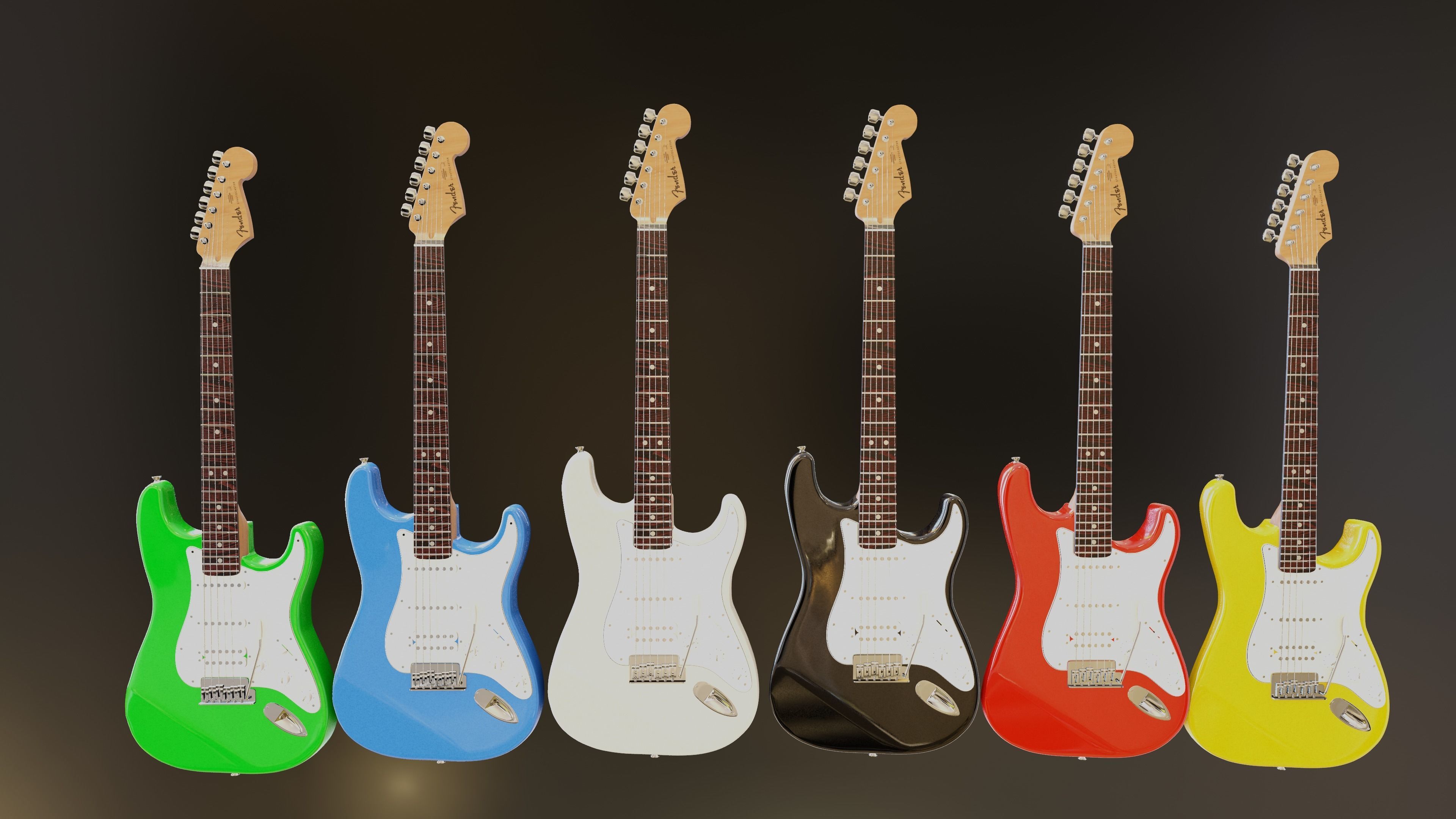 Electric Guitar Stratocaster 3D model_2