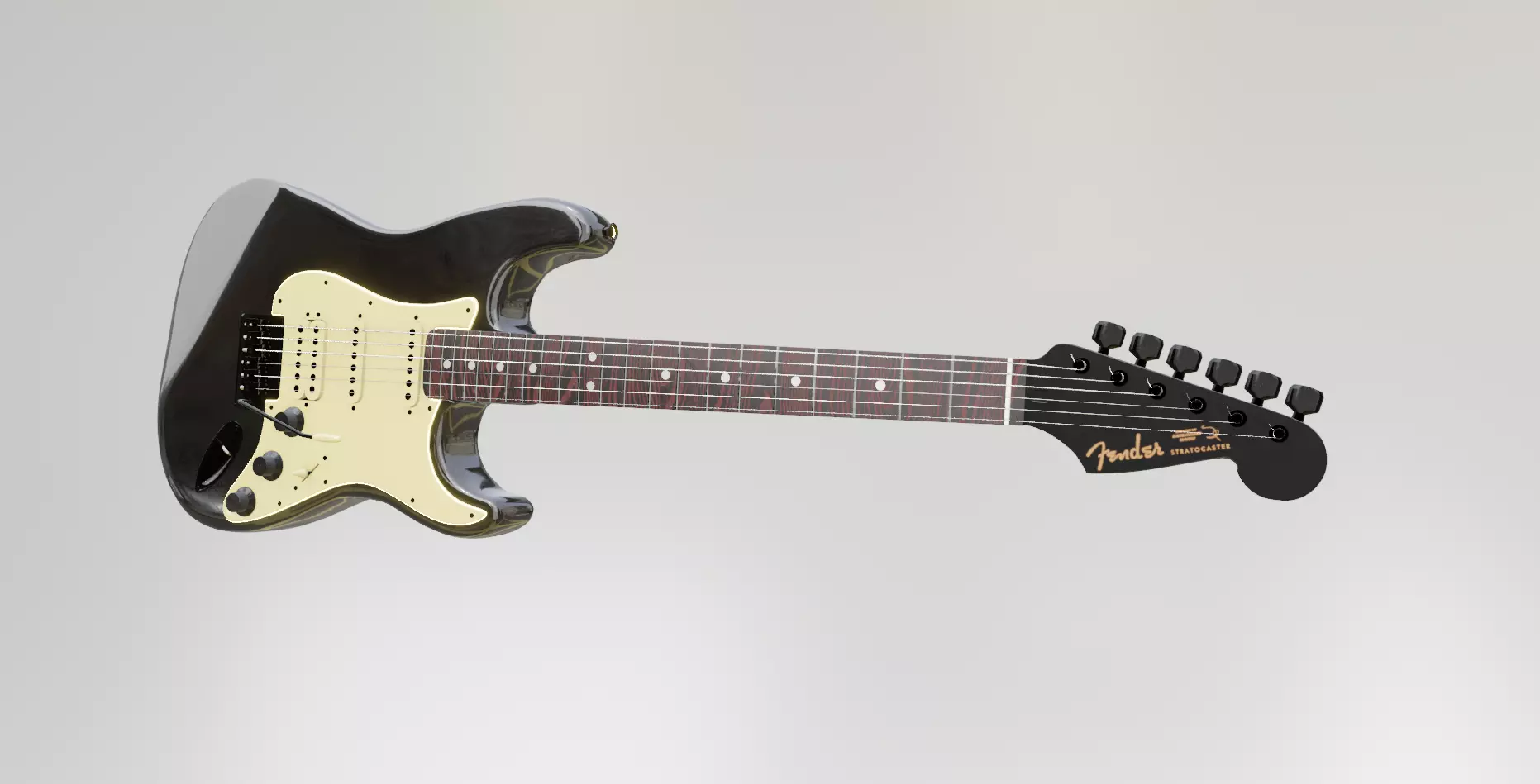 Electric Guitar Stratocaster 3D model_0