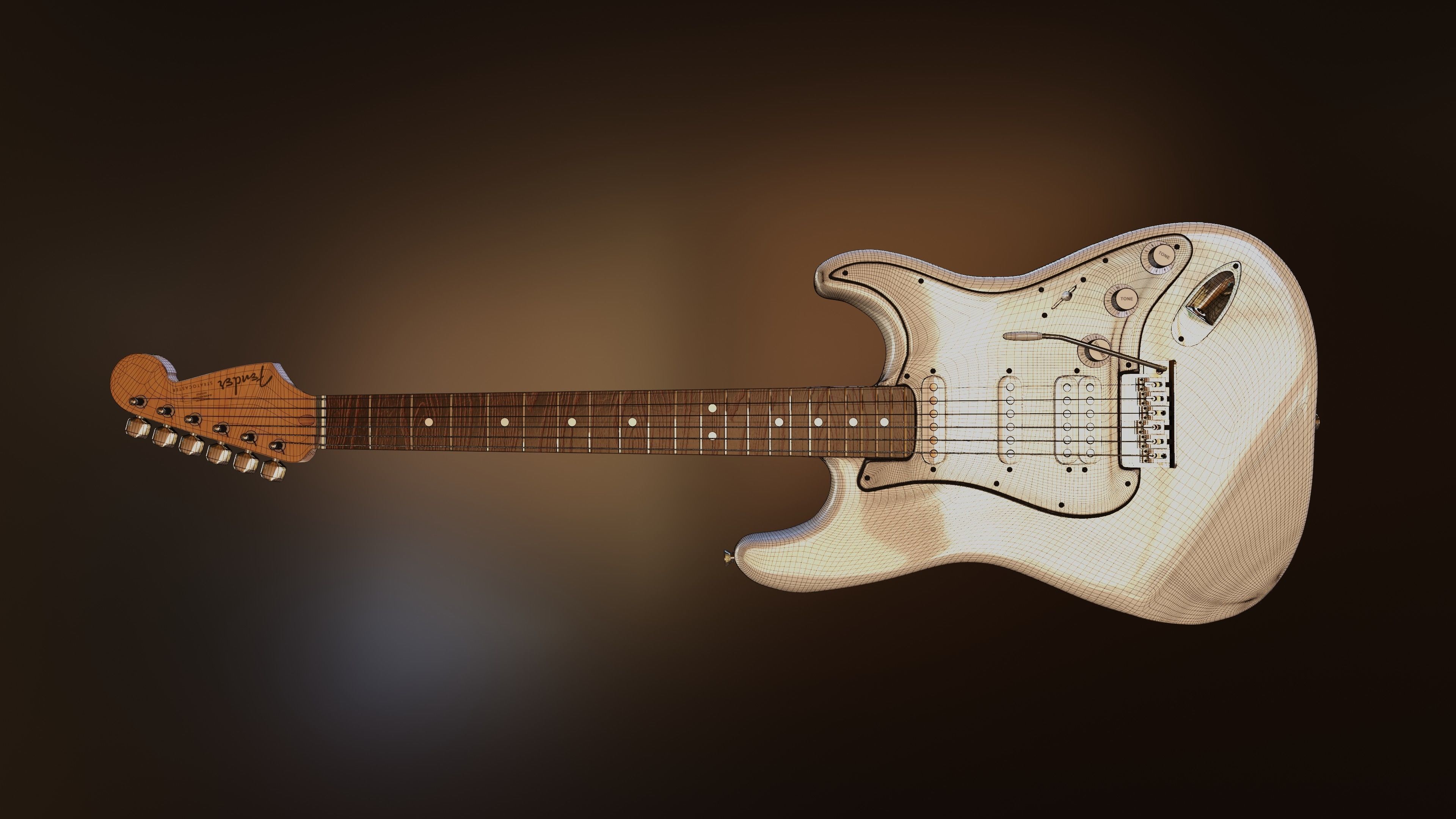 Electric Guitar Stratocaster 3D model_12