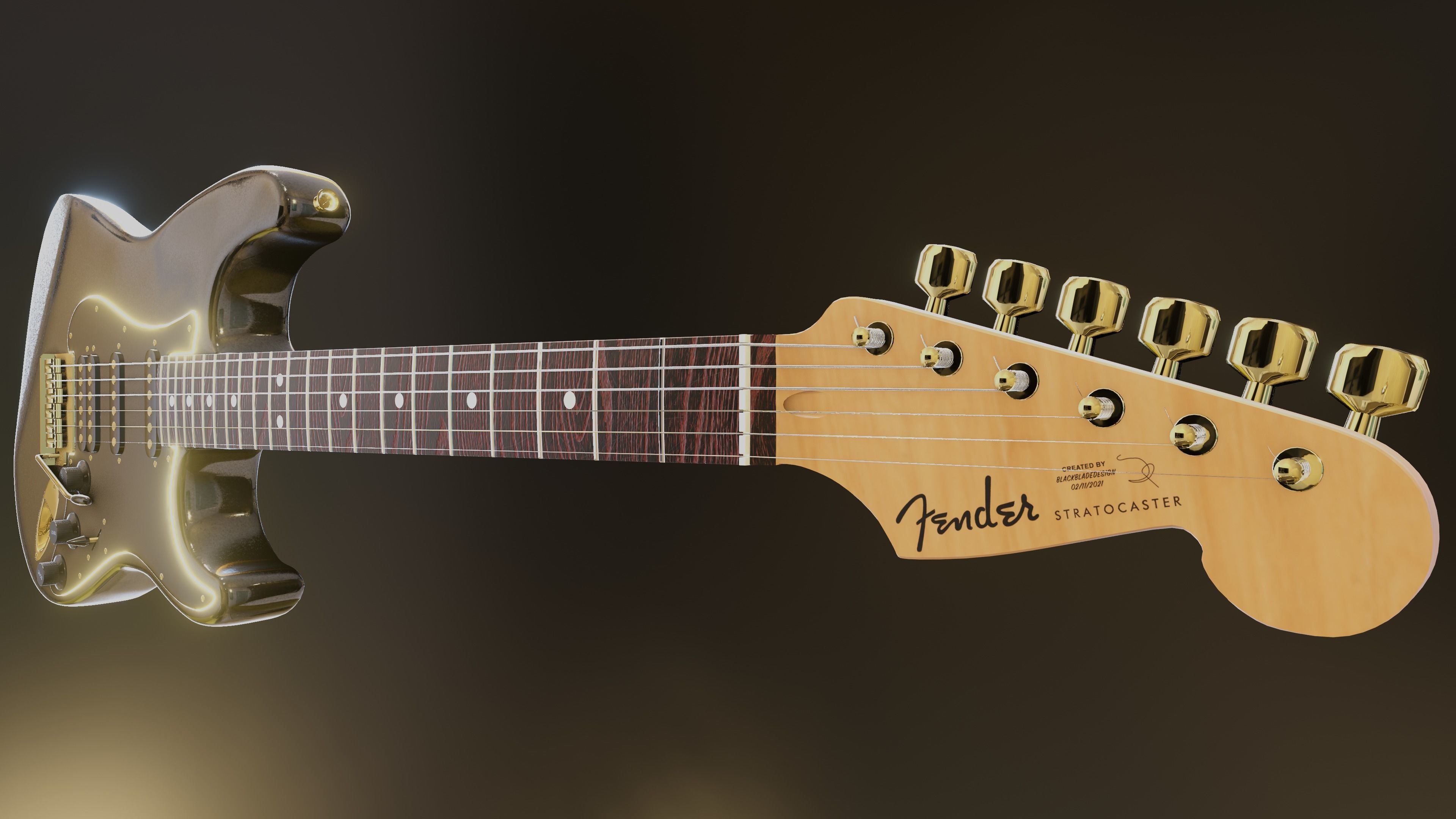 Electric Guitar Stratocaster 3D model_5