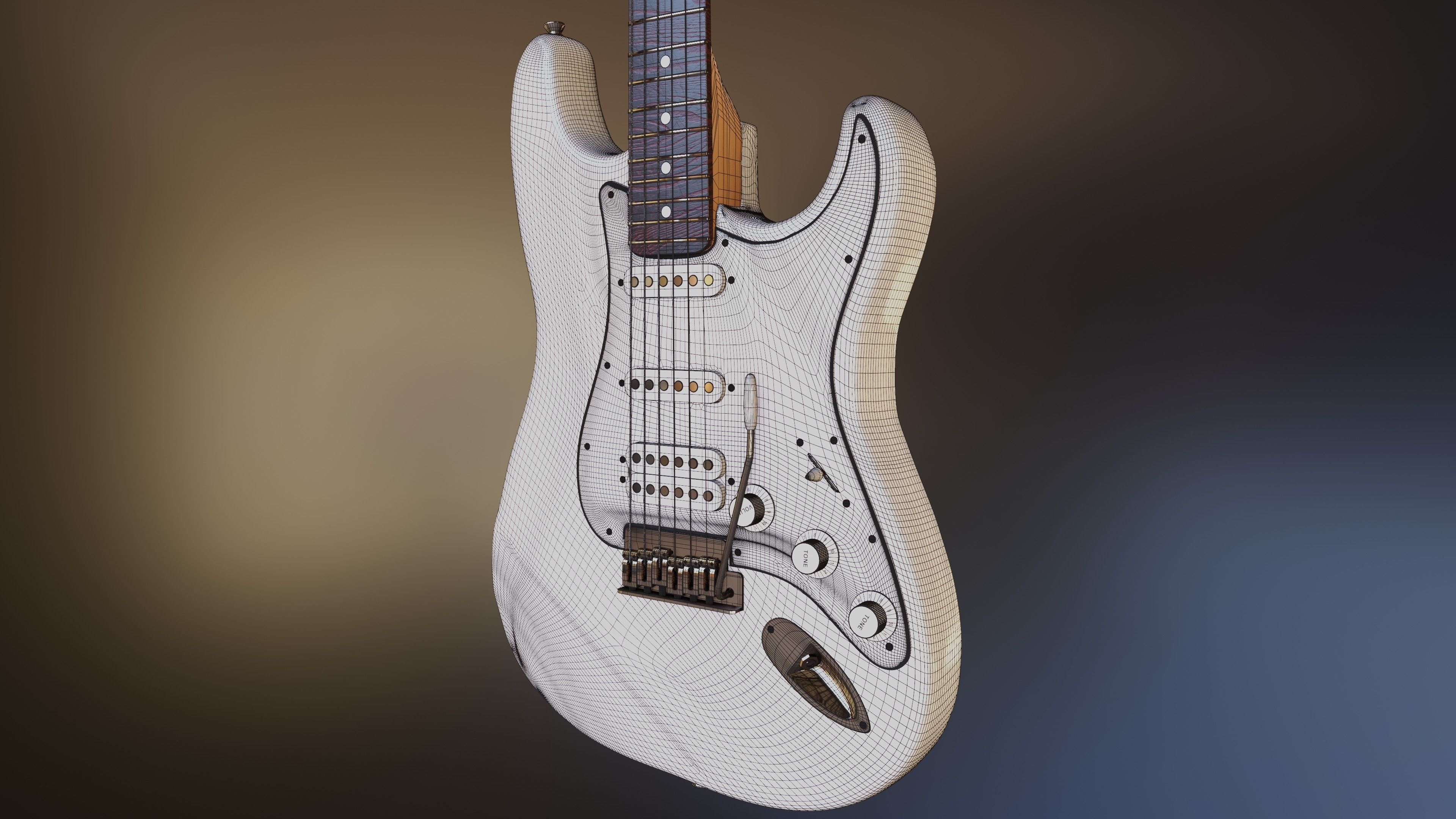 Electric Guitar Stratocaster 3D model_11