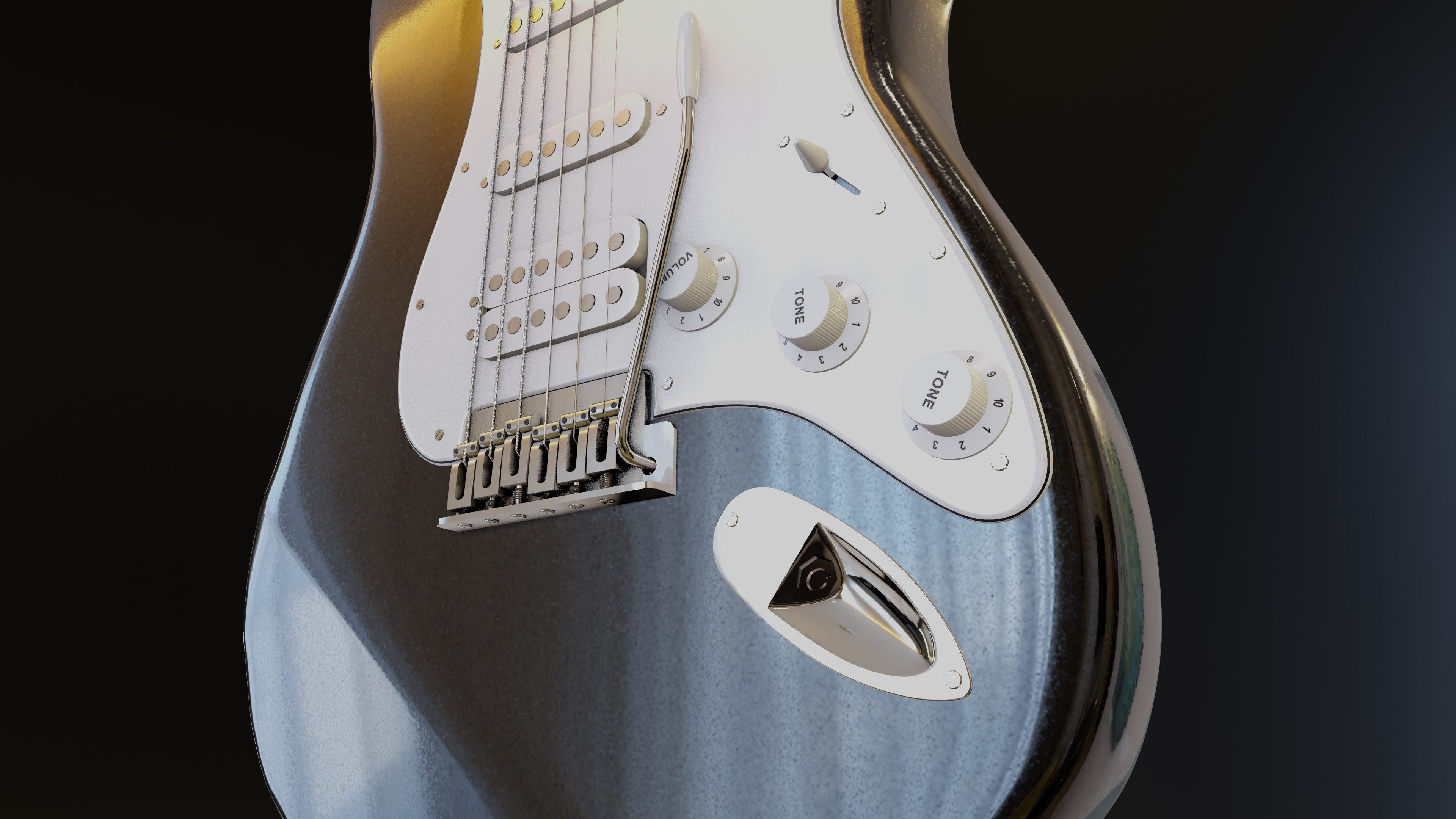 Electric Guitar Stratocaster 3D model_6