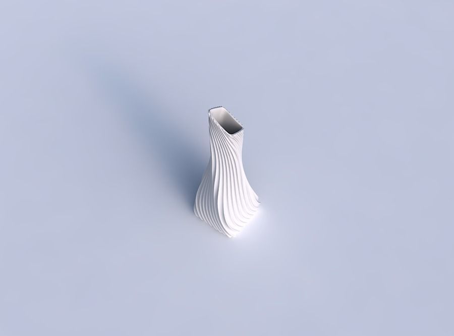 Vase twisted squeezed and bent rectangle 2 with wavy extruded... 3D print model_1