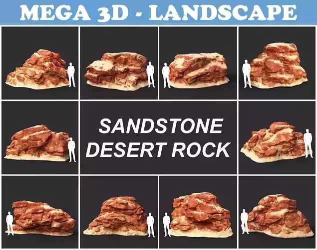 Low poly Sandstone Desert Rock 210319