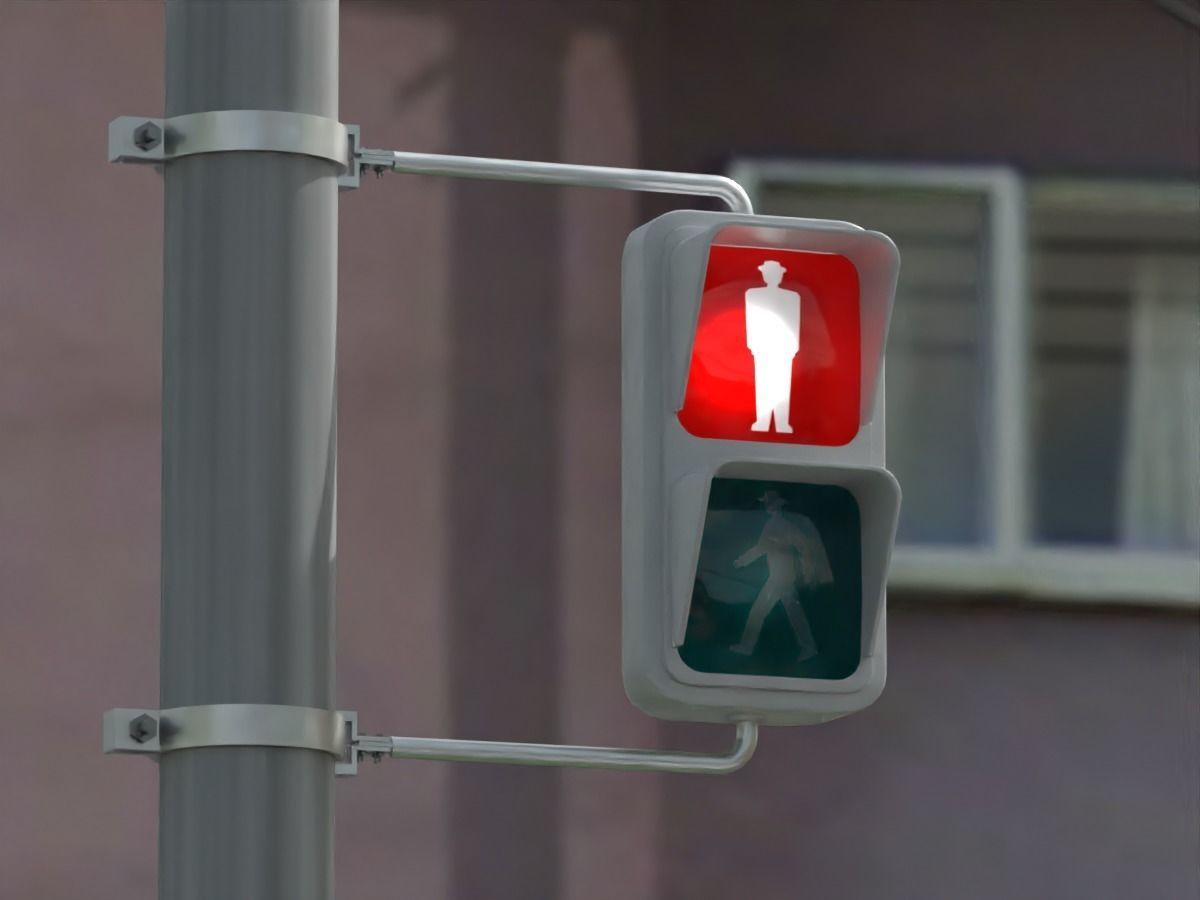 Japanese Crosswalk Signal Incandescent Low-poly 3D model_3