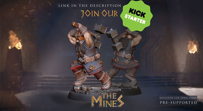 Dwarf with hammer tabletop miniature Free 3D print model