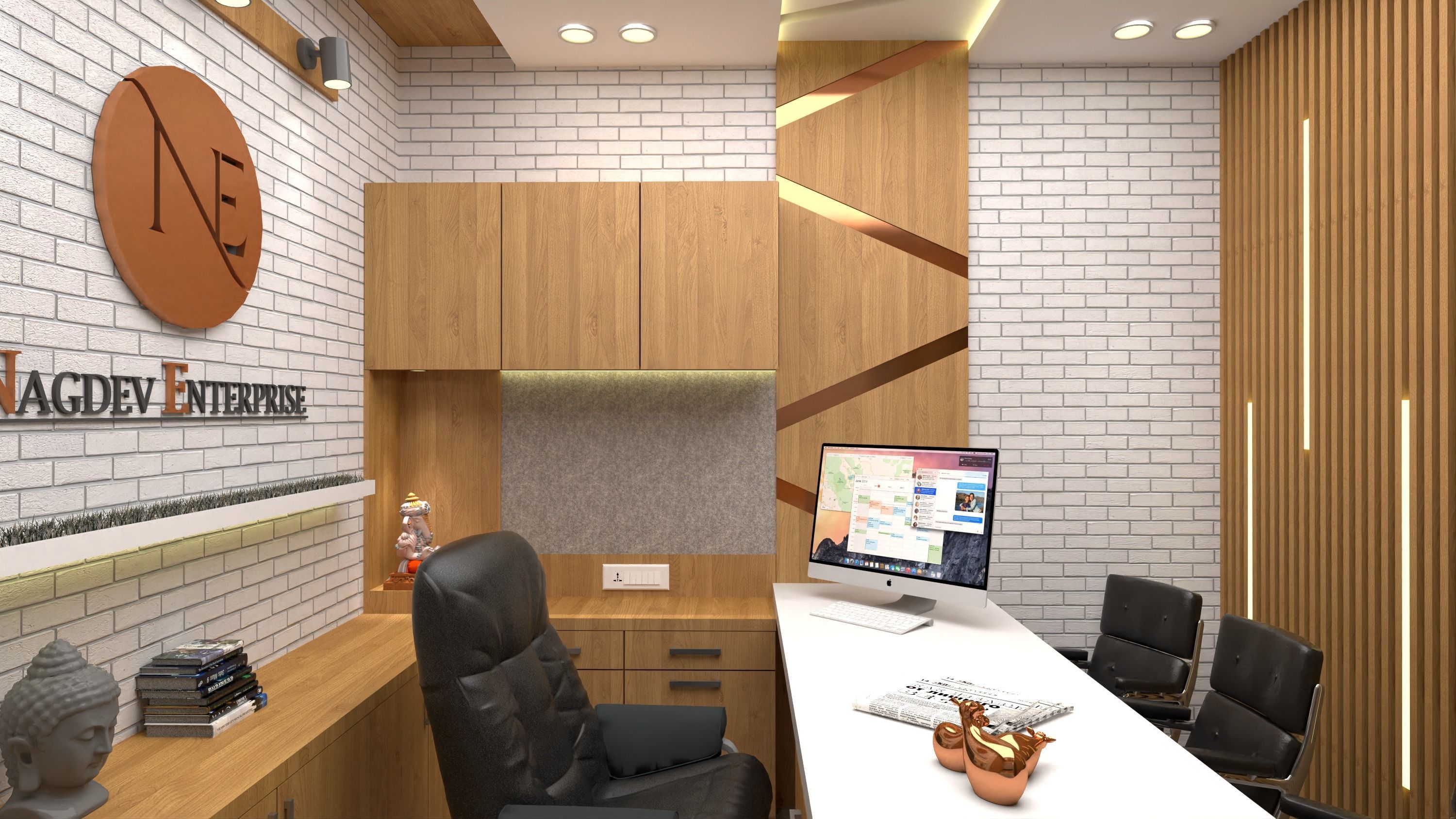 Office interior design  3D model_1