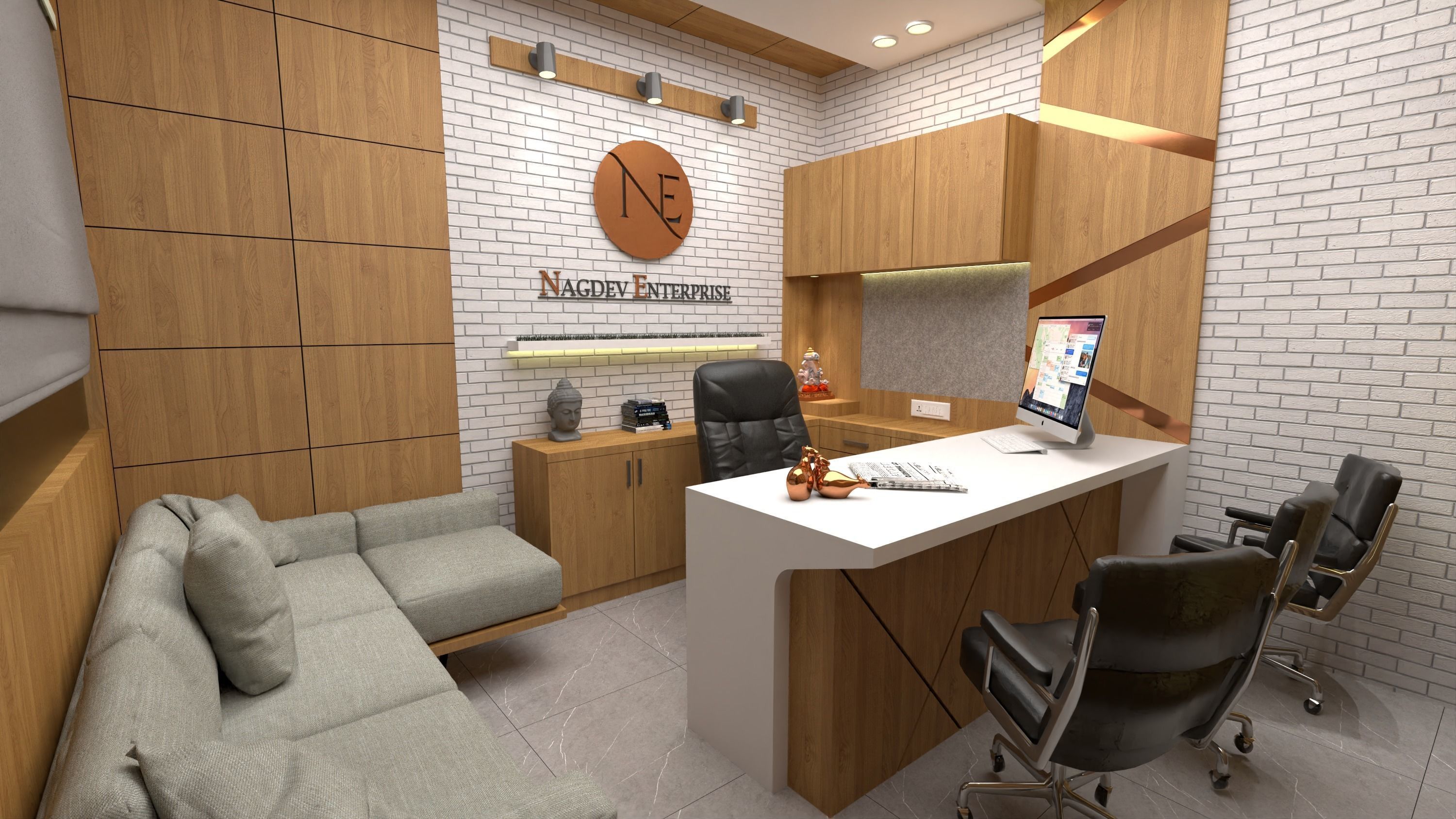 Office interior design  3D model_4