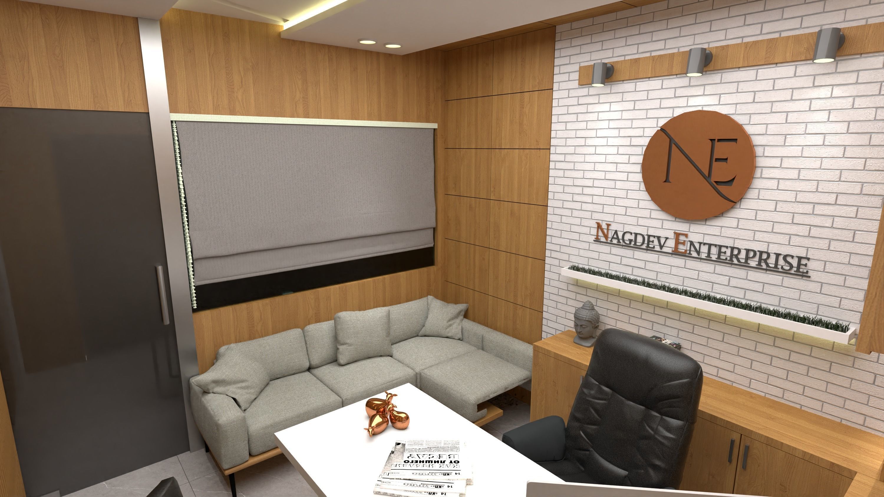 Office interior design  3D model_2