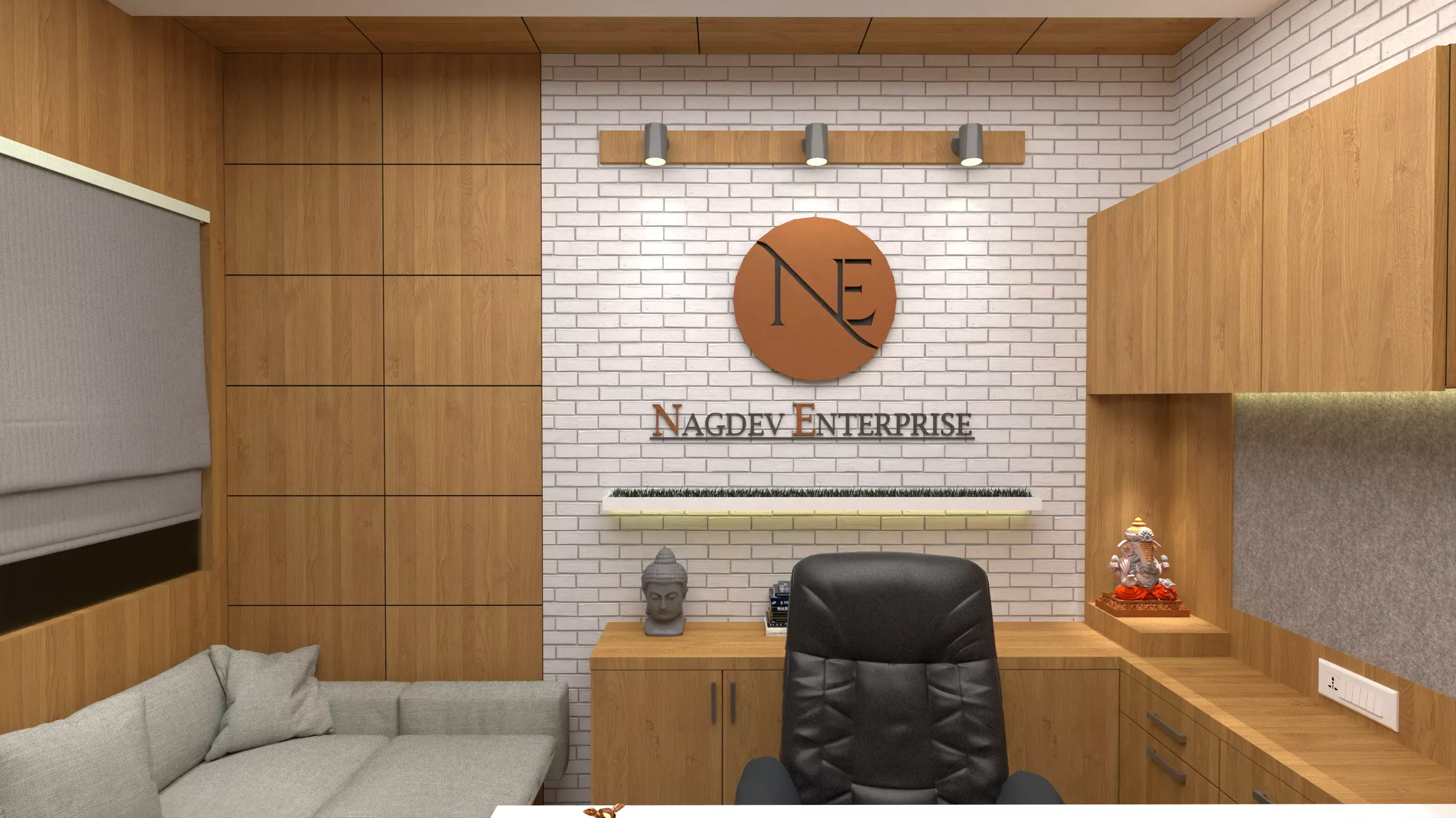 Office interior design  3D model_0