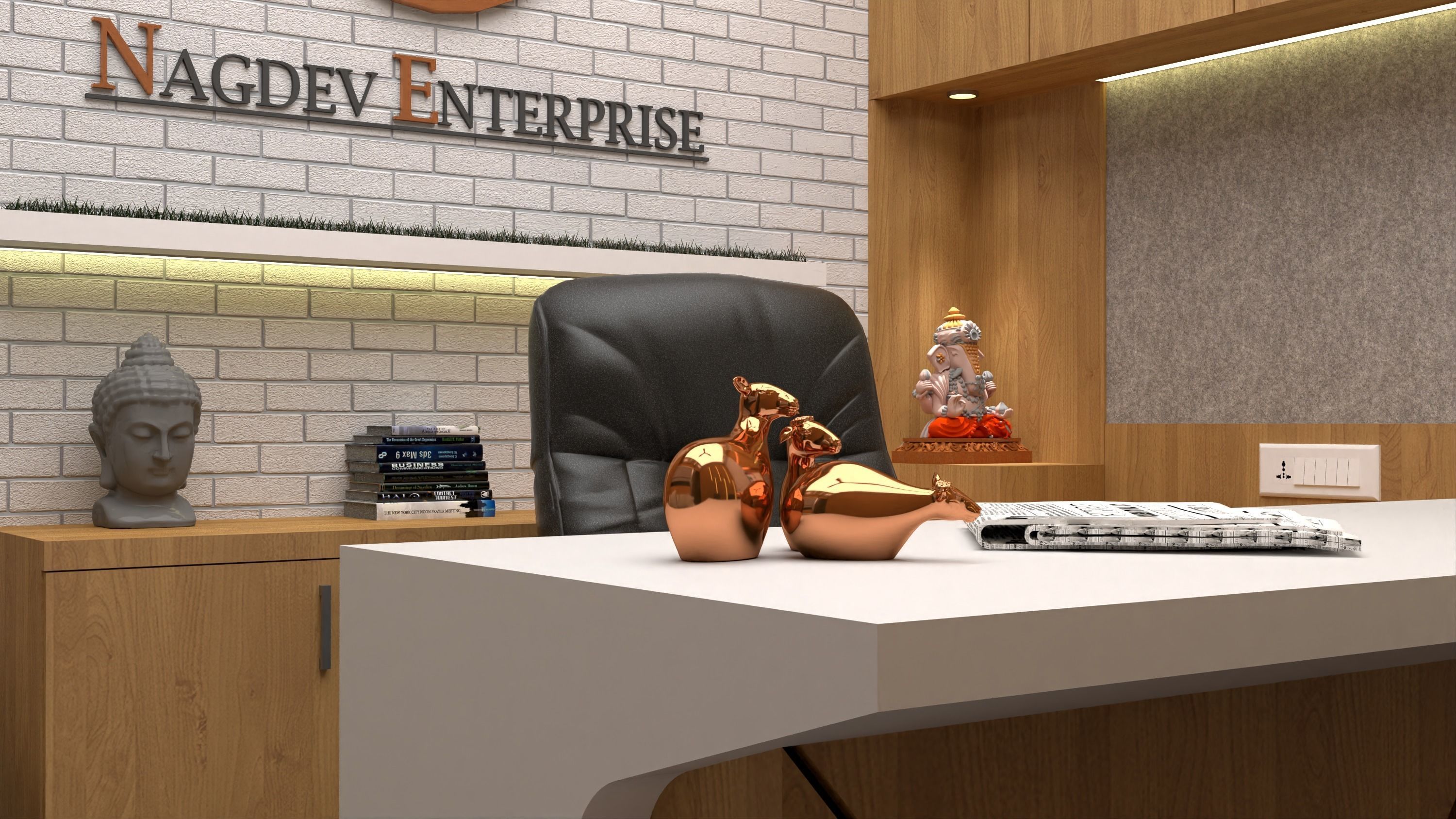 Office interior design  3D model_3
