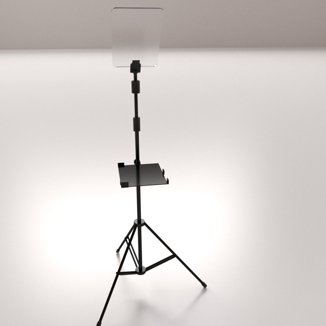 Teleprompter tripod with light stand 3D model_2