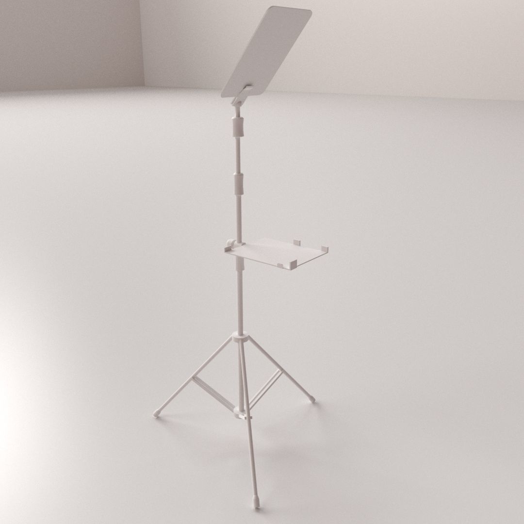 Teleprompter tripod with light stand 3D model_3