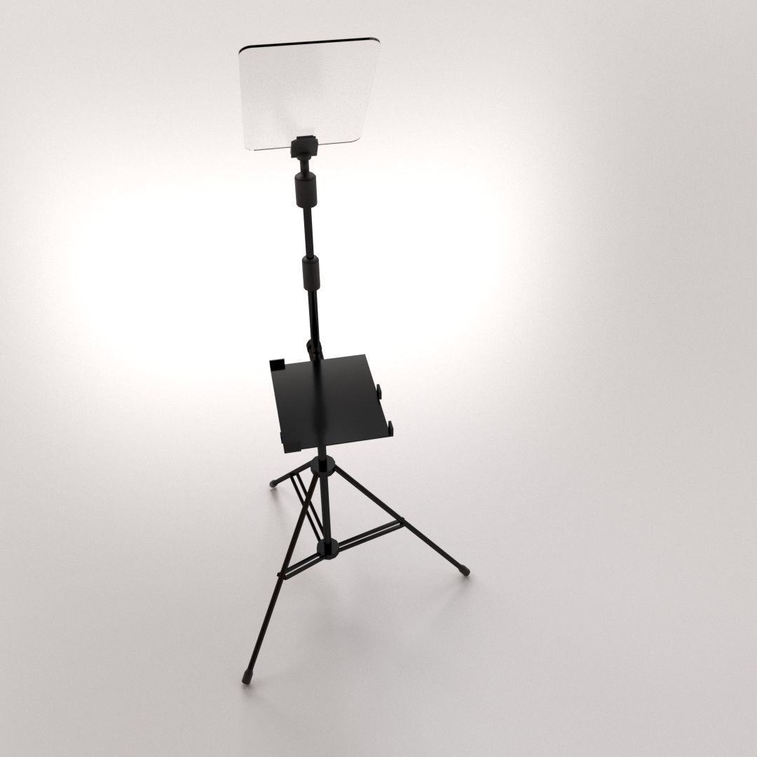 Teleprompter tripod with light stand 3D model_1