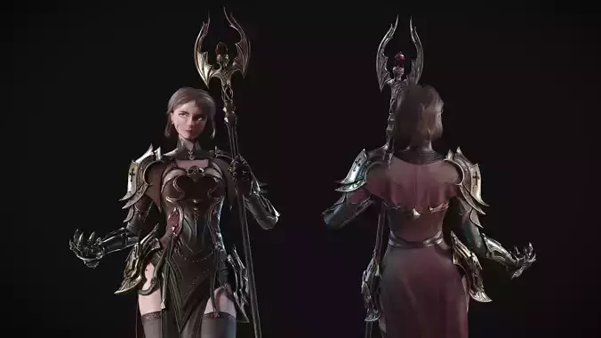Knight girl Low-poly 3D model