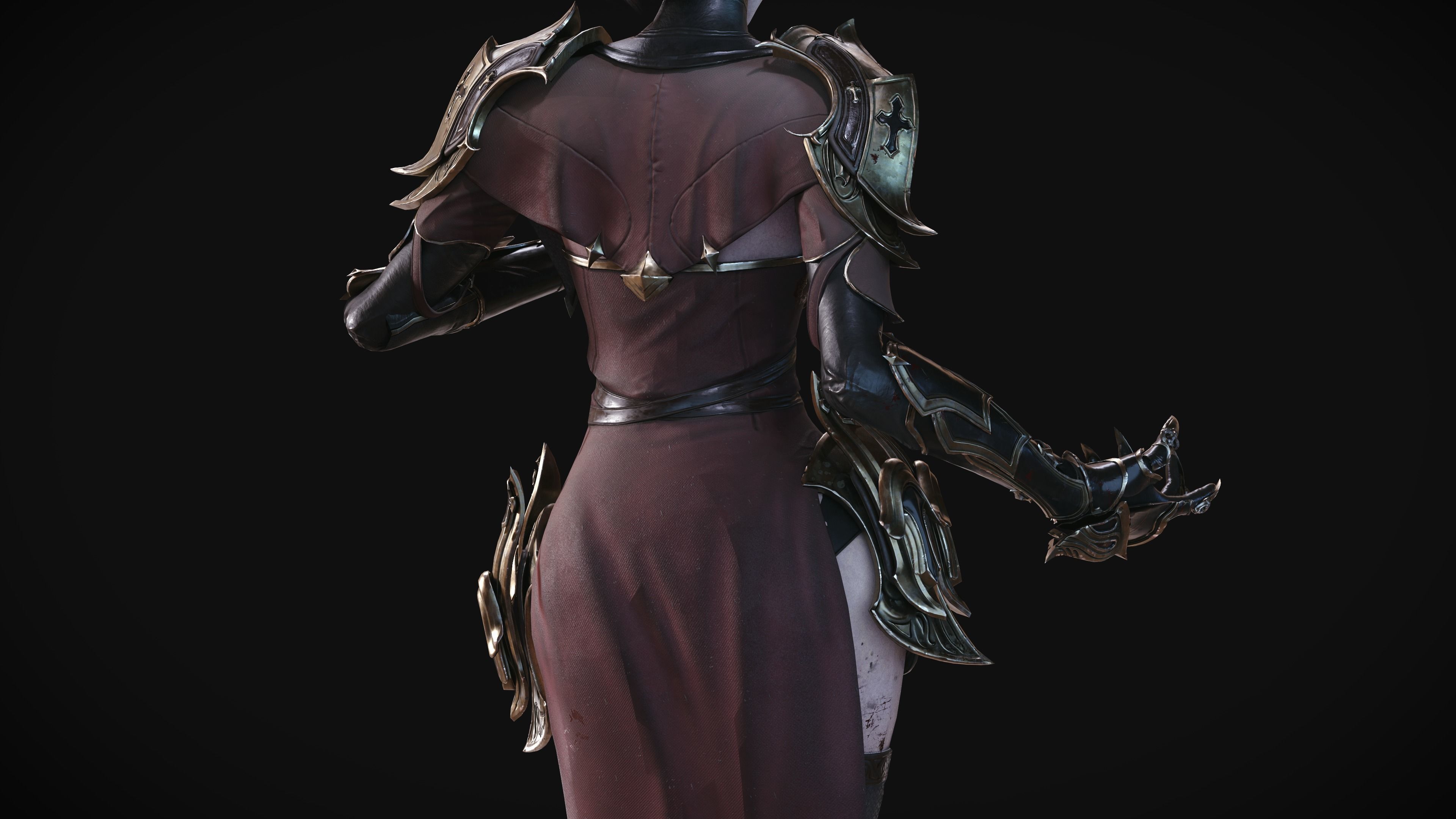 Knight girl Low-poly 3D model_4