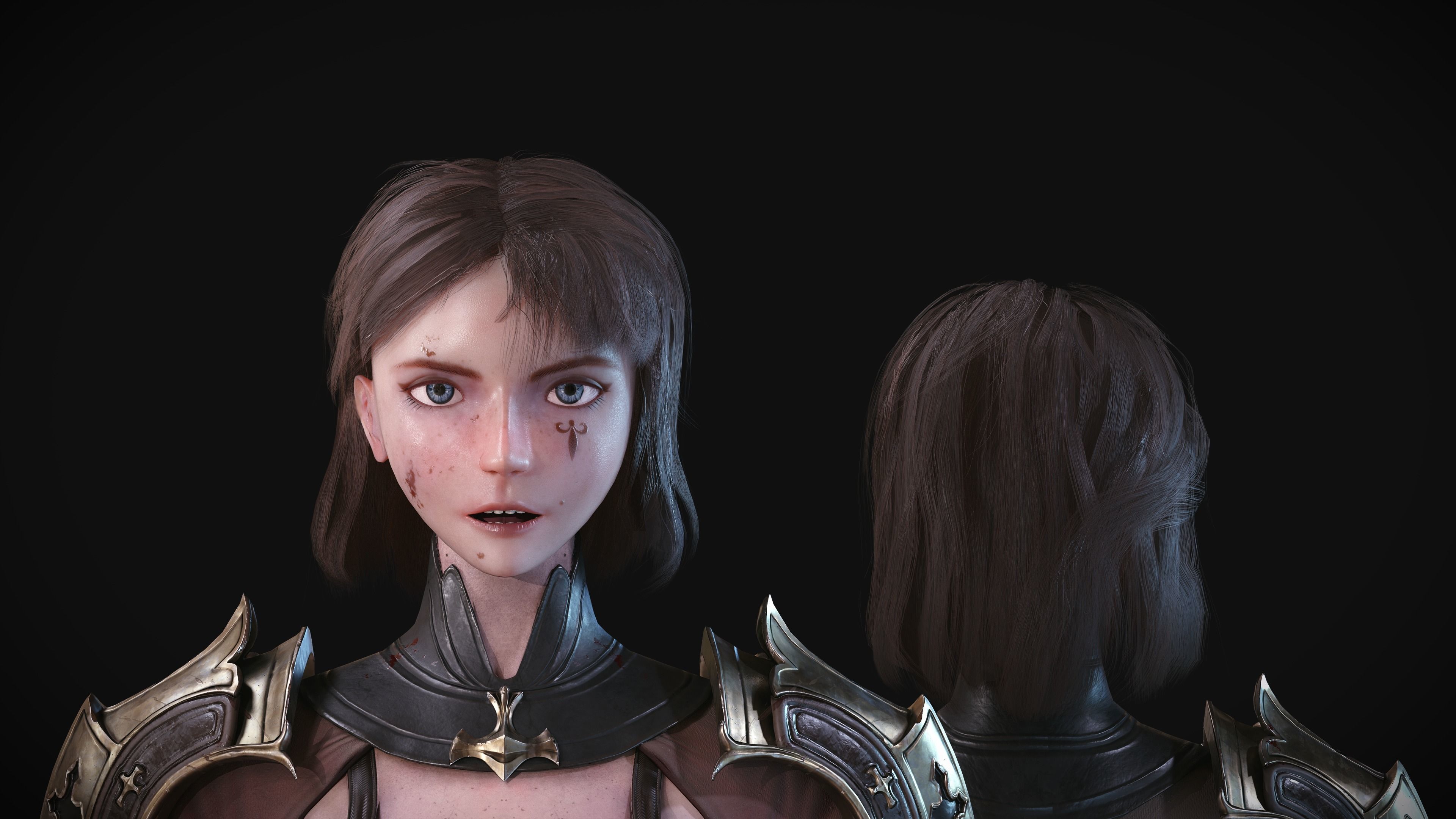 Knight girl Low-poly 3D model_6