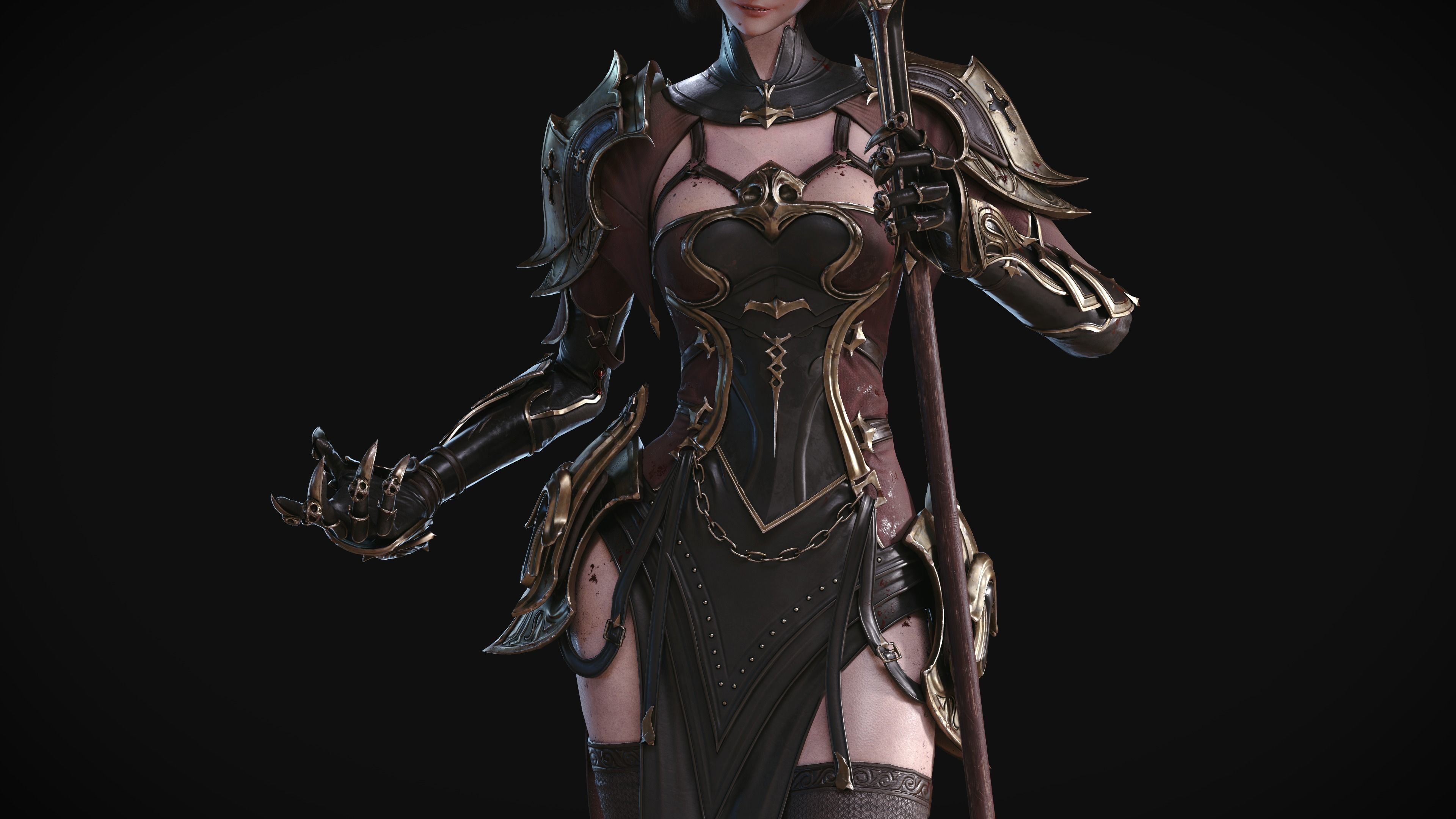 Knight girl Low-poly 3D model_3