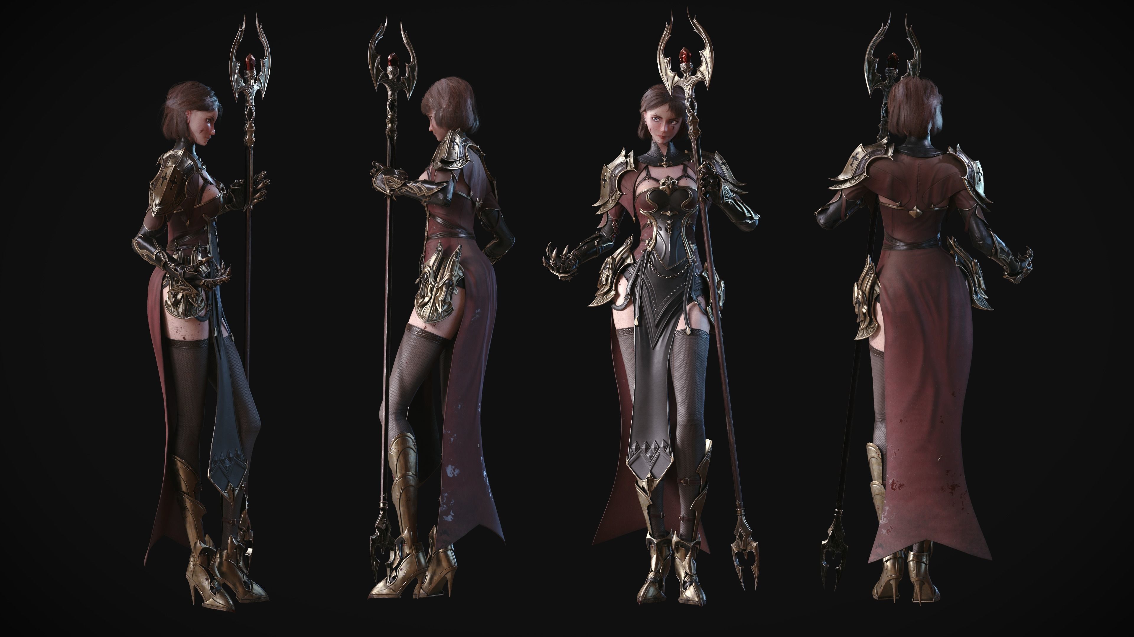 Knight girl Low-poly 3D model_2