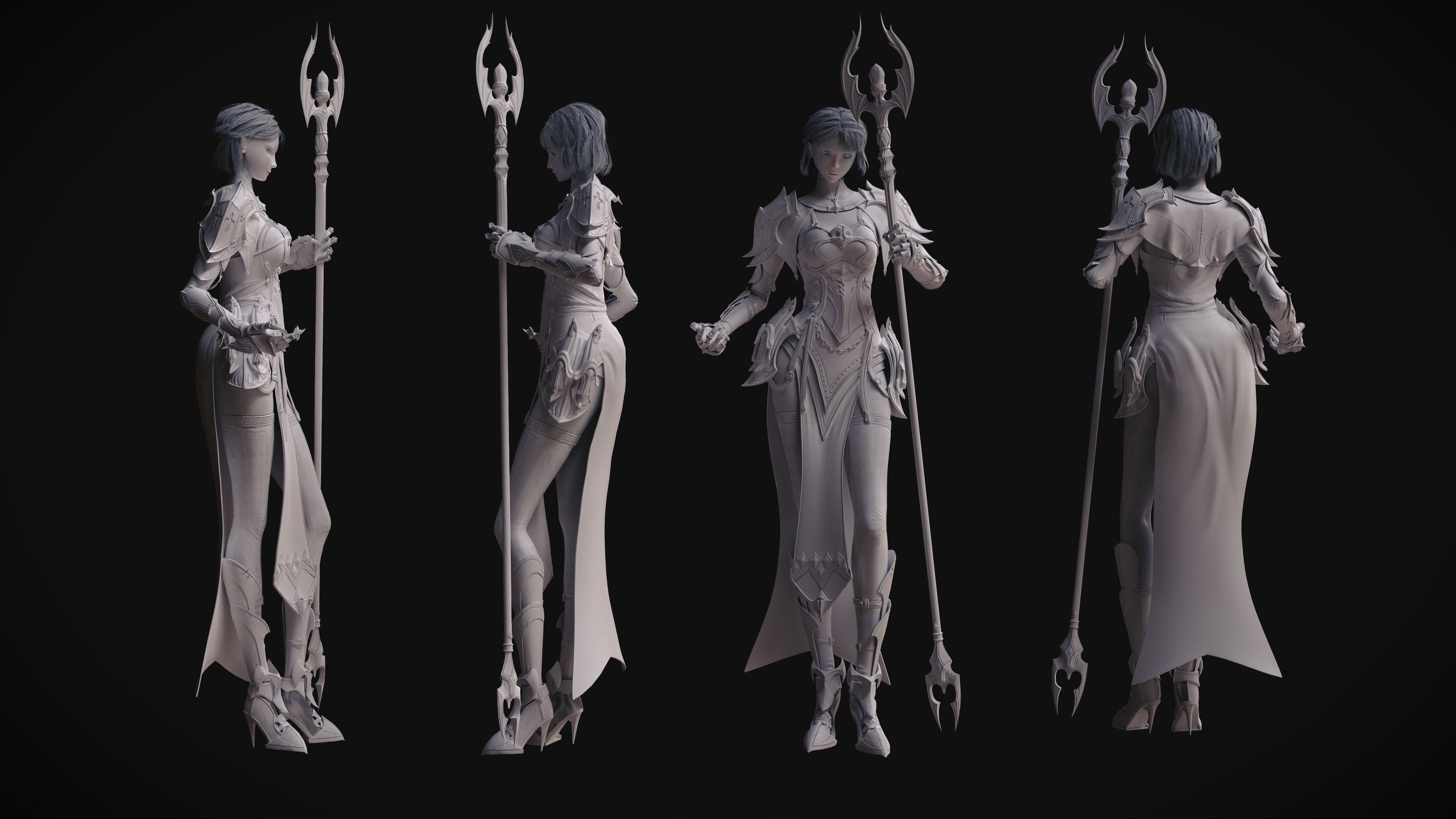Knight girl Low-poly 3D model_10