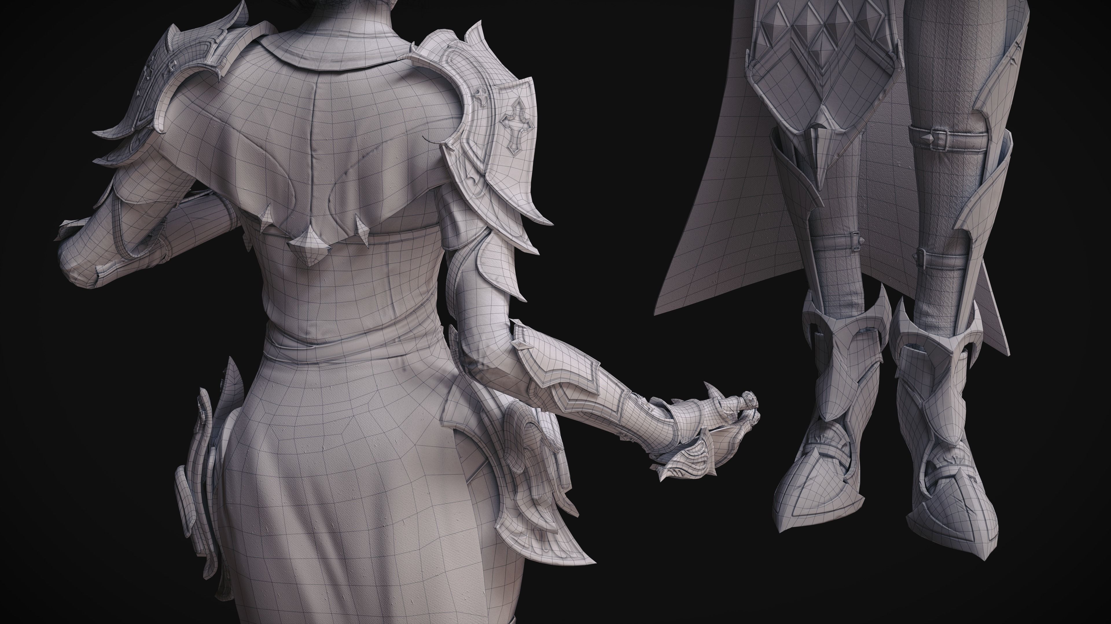 Knight girl Low-poly 3D model_13