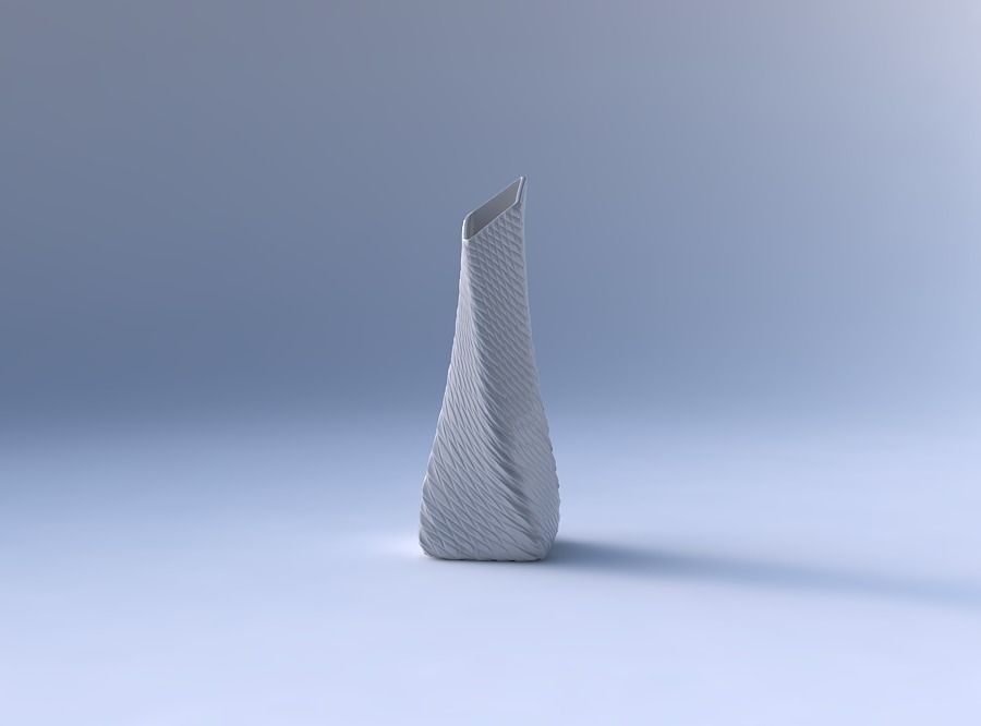 Vase twisted squeezed and bent rectangle 2 with twisted diago... 3D print model_4