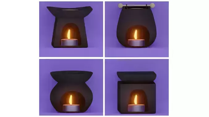 Pack of 4 aroma lamps with candles for aromatherapy