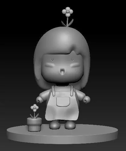 Cute flower girl 3D model_0